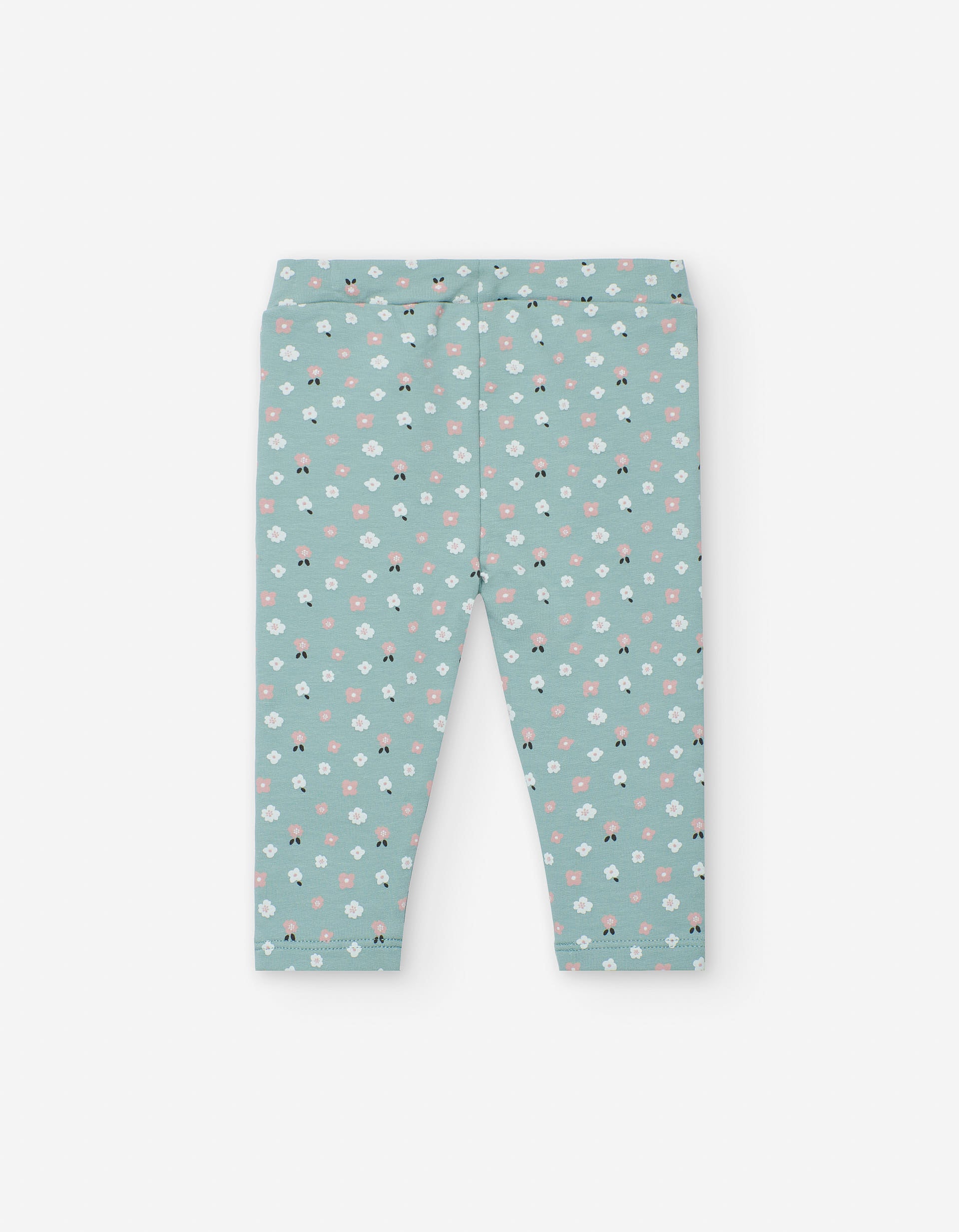 Cotton leggings with floral motif for baby girls, light green