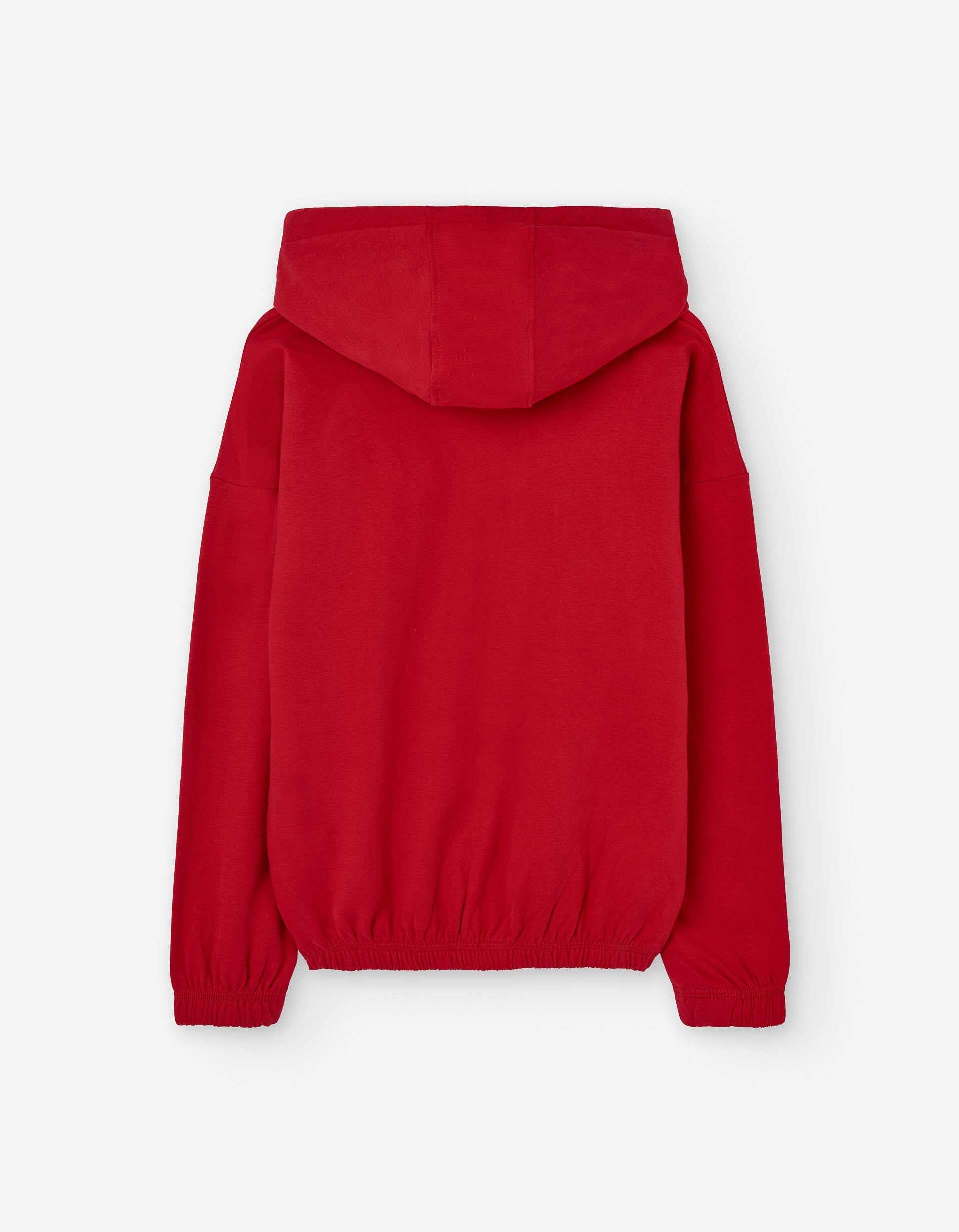 Brushed hooded sweatshirt with bow print for girls, red