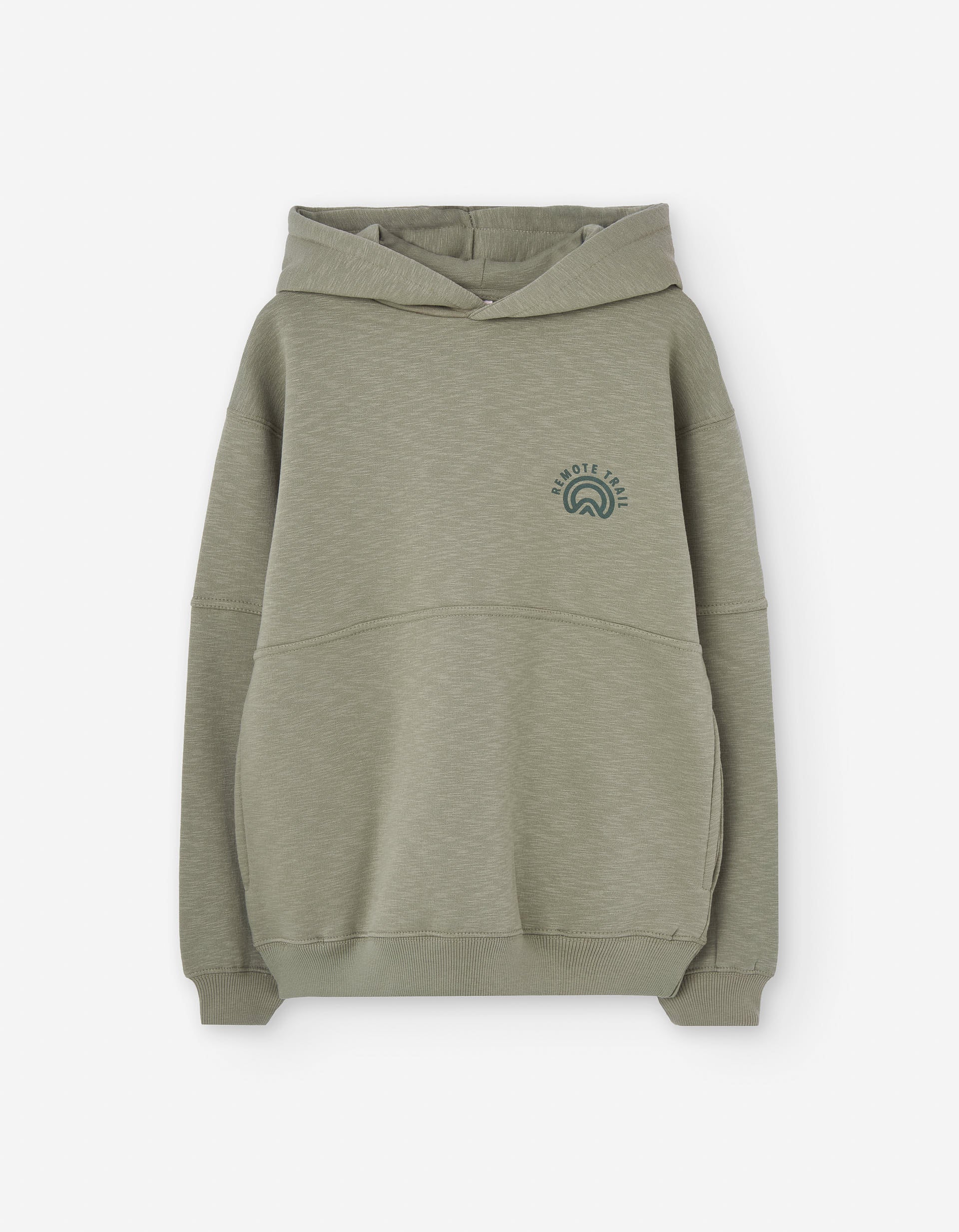 Brushed hooded sweatshirt with Remote Trail print for boys, green