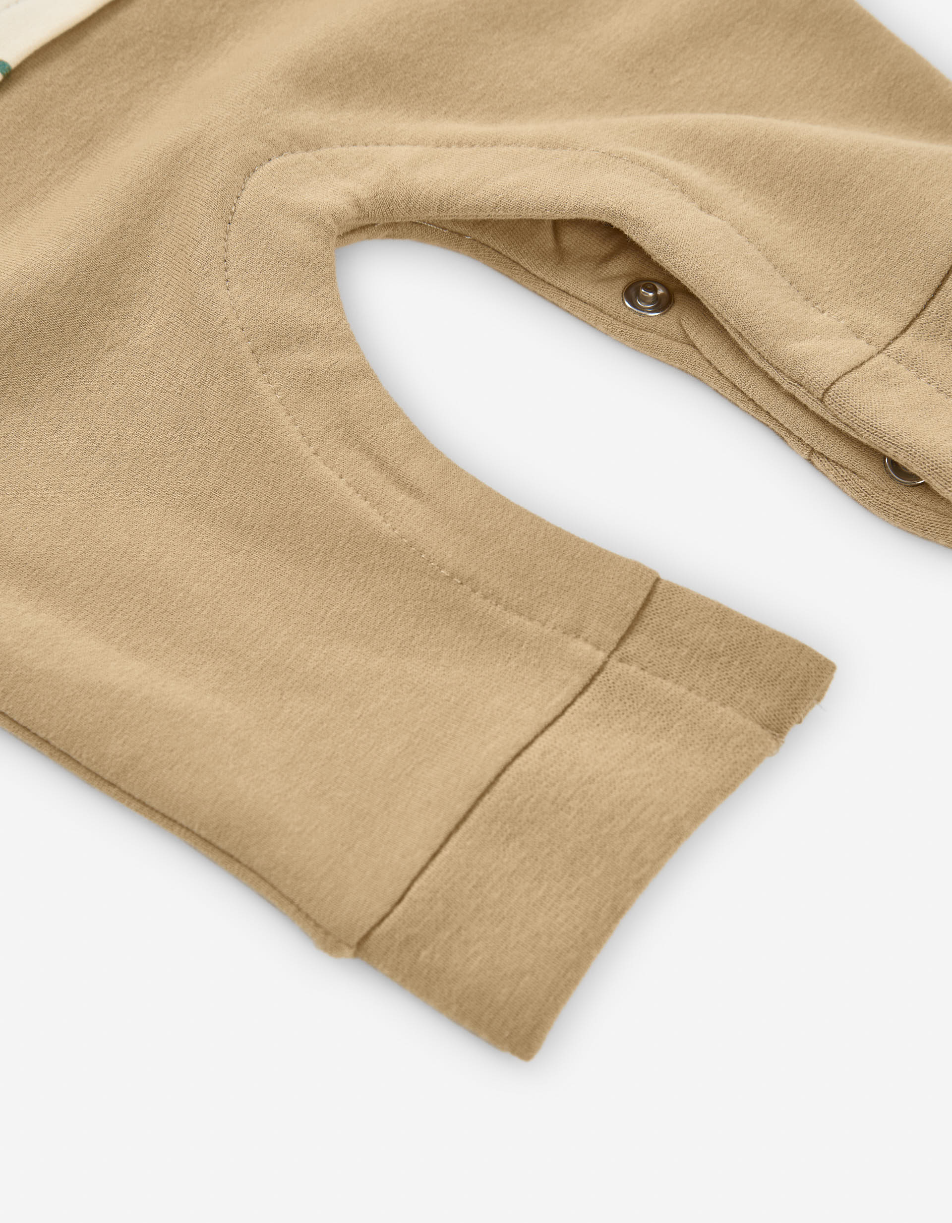 Brushed cotton babygrow with motif for newborn boys, beige/camel