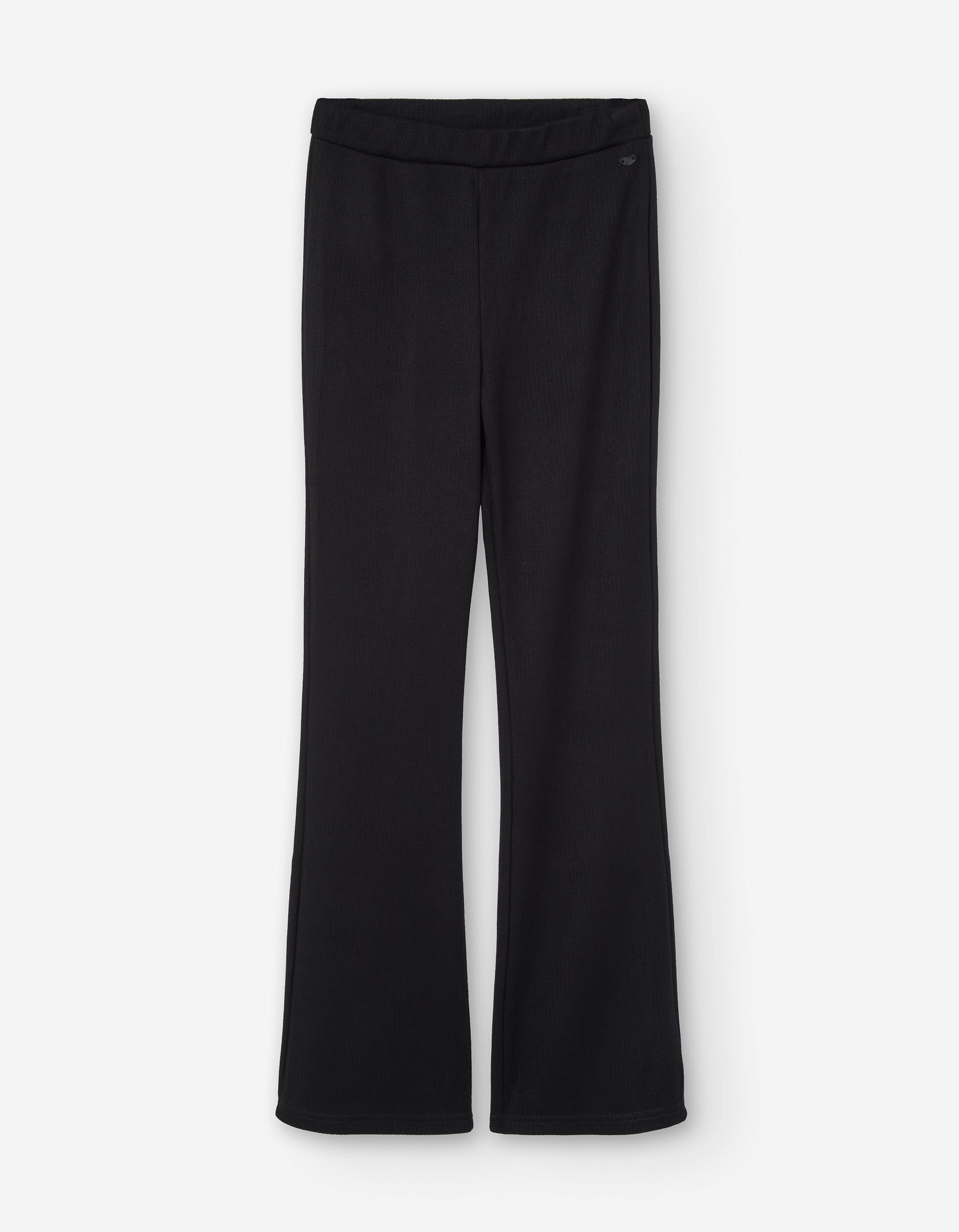 Ribbed flared leggings for girls, black