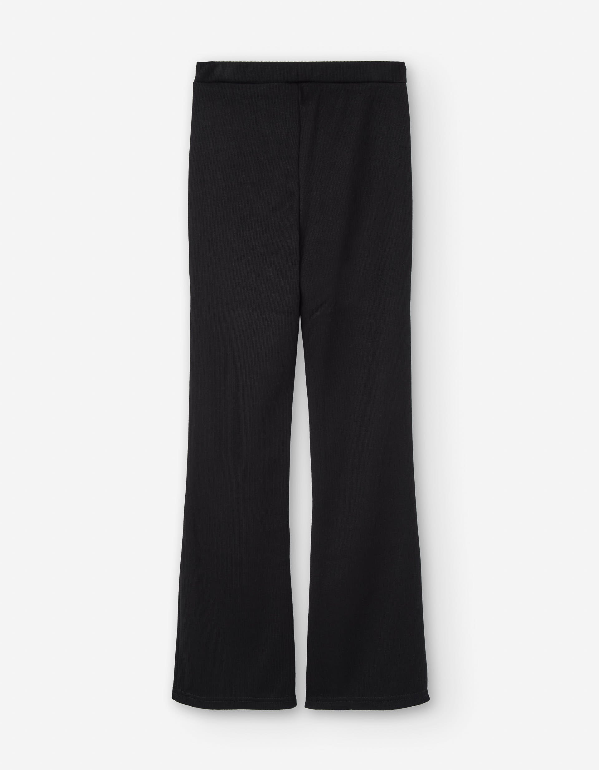 Ribbed flared leggings for girls, black