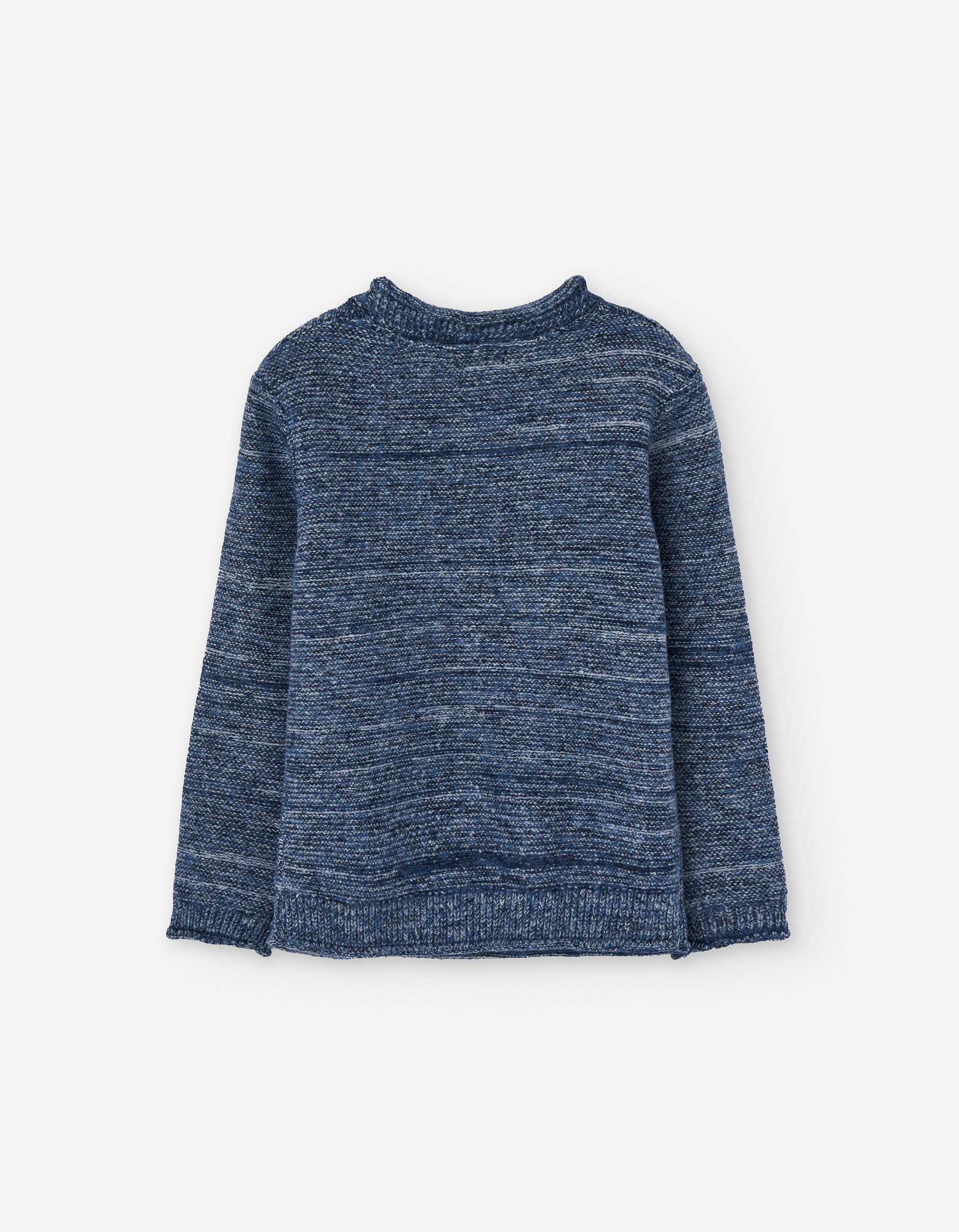 Knitted jumper with a melange finish for boys, blue