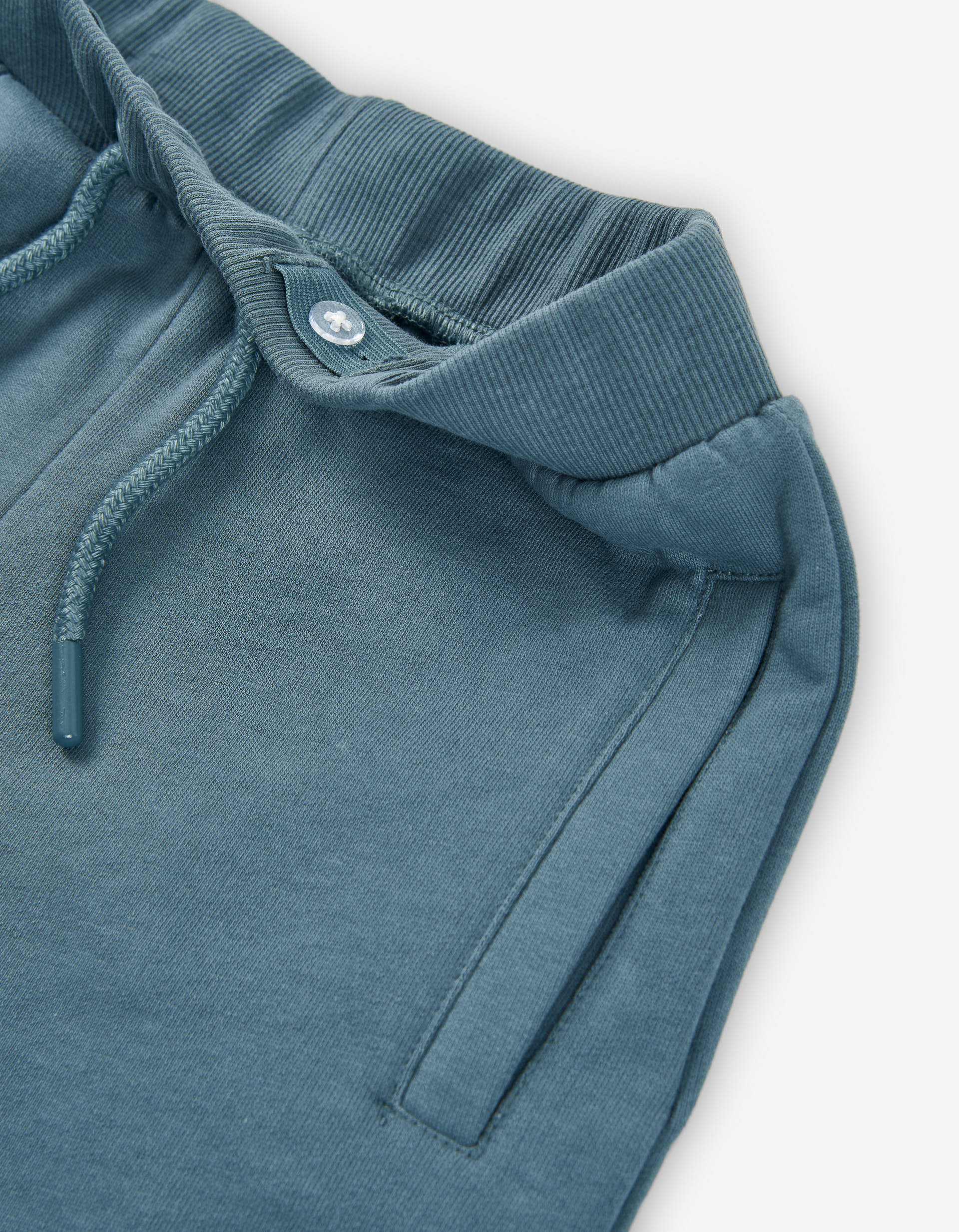 Cotton joggers with print and knee pleats for boys, blue