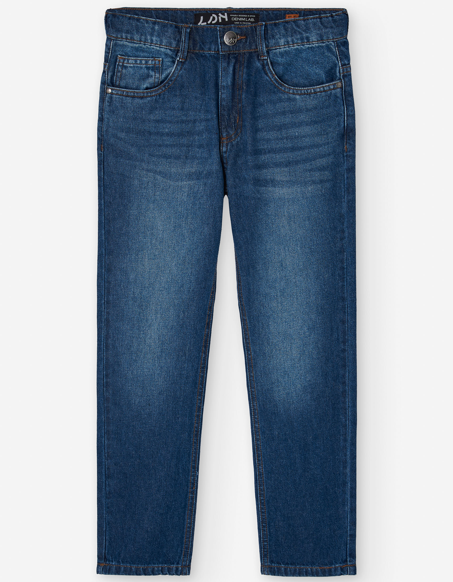 Regular fit cotton jeans with pockets for boys, blue