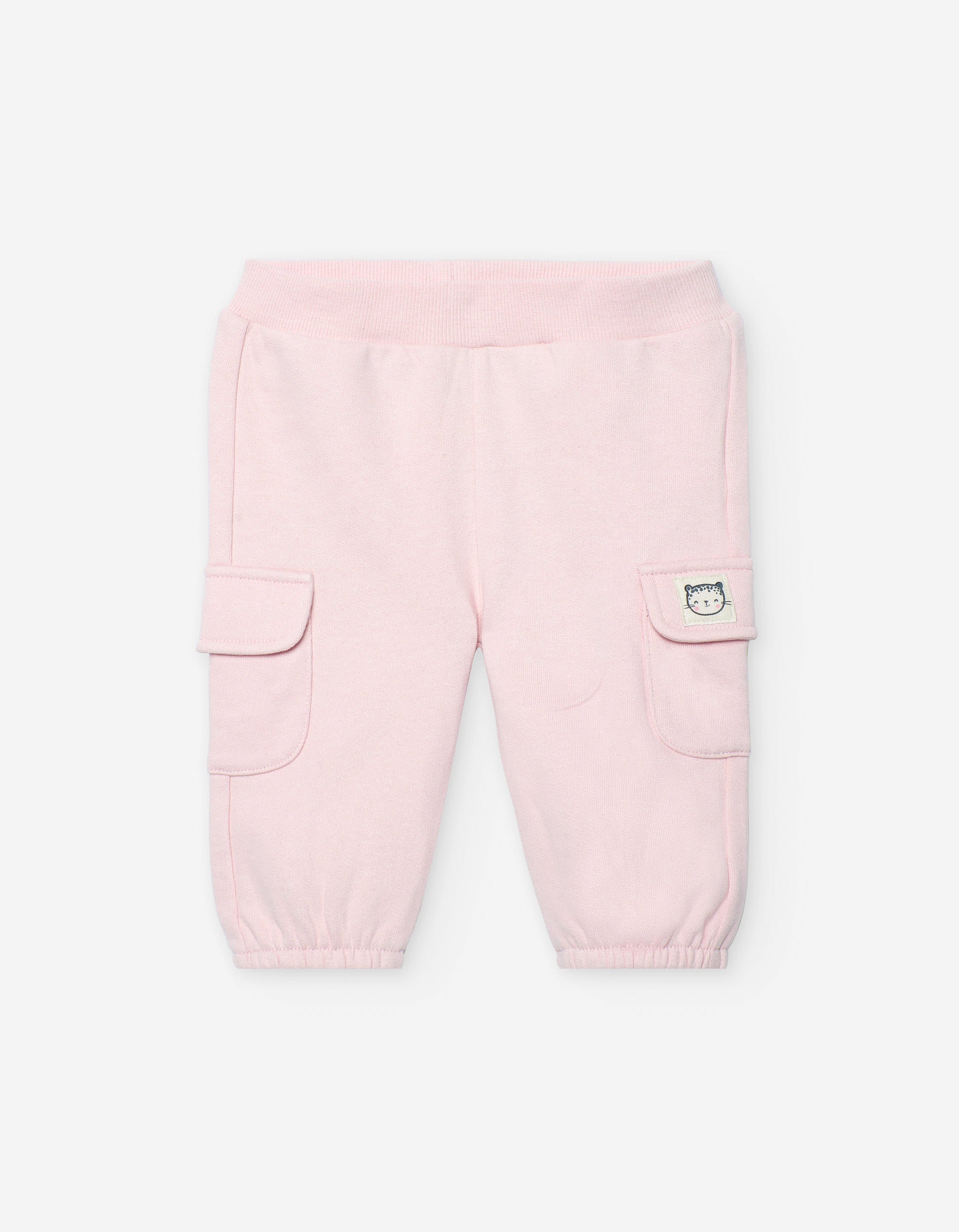Brushed cargo trousers for baby girls, light pink