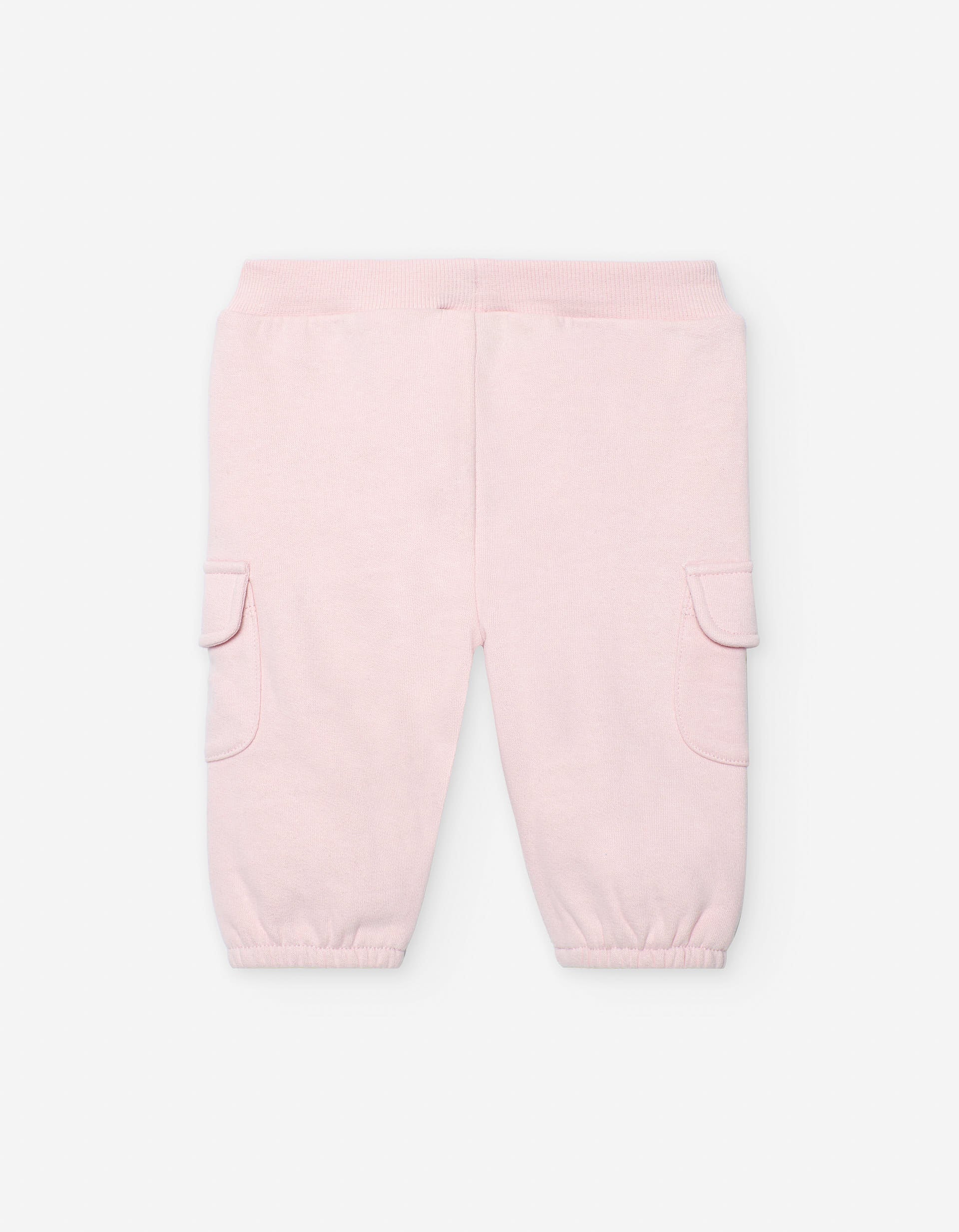 Brushed cargo trousers for baby girls, light pink