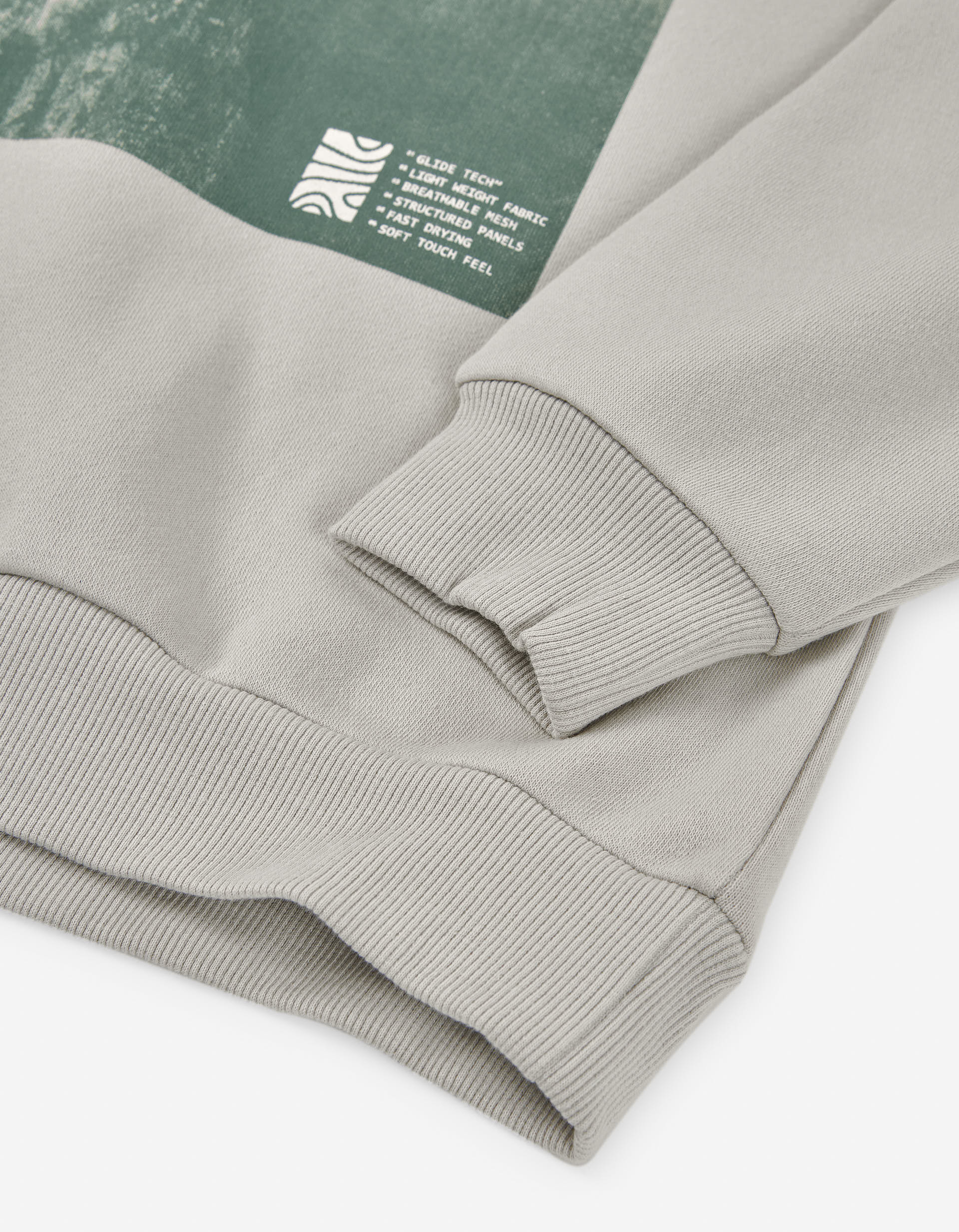 Brushed hooded sweatshirt with Survival print for boys, light grey