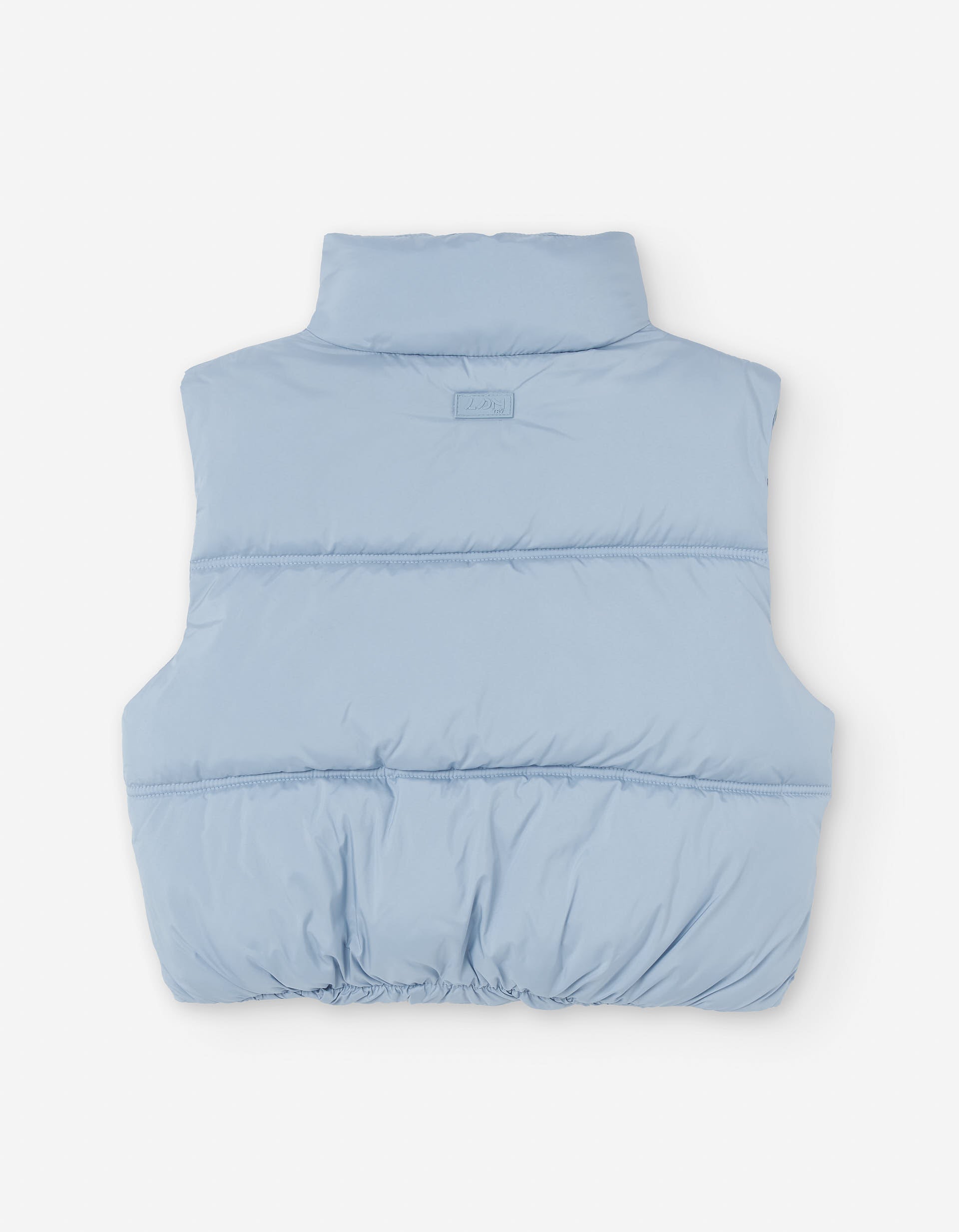 Nylon padded vest with fleece lining for girls, light blue