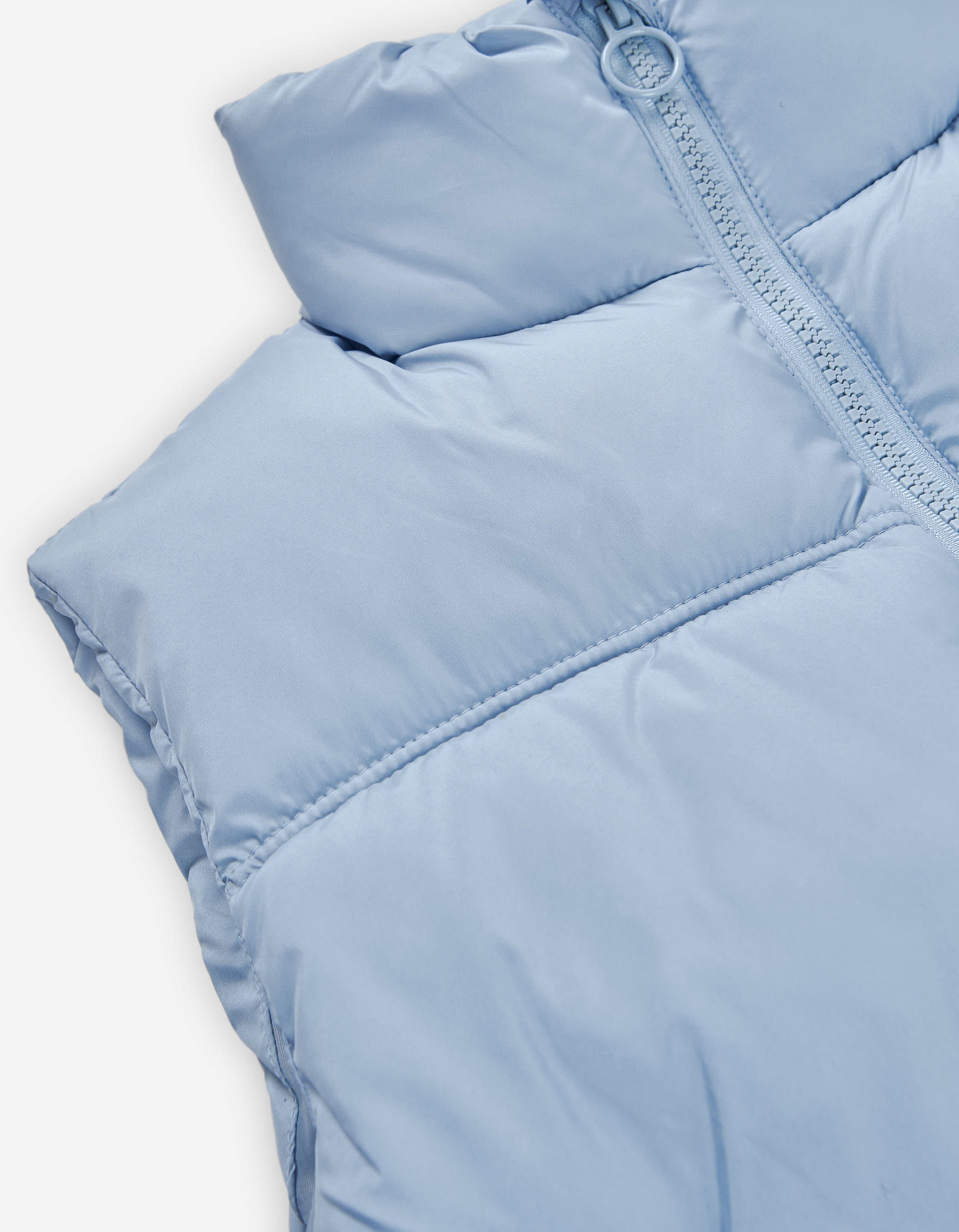 Nylon padded vest with fleece lining for girls, light blue