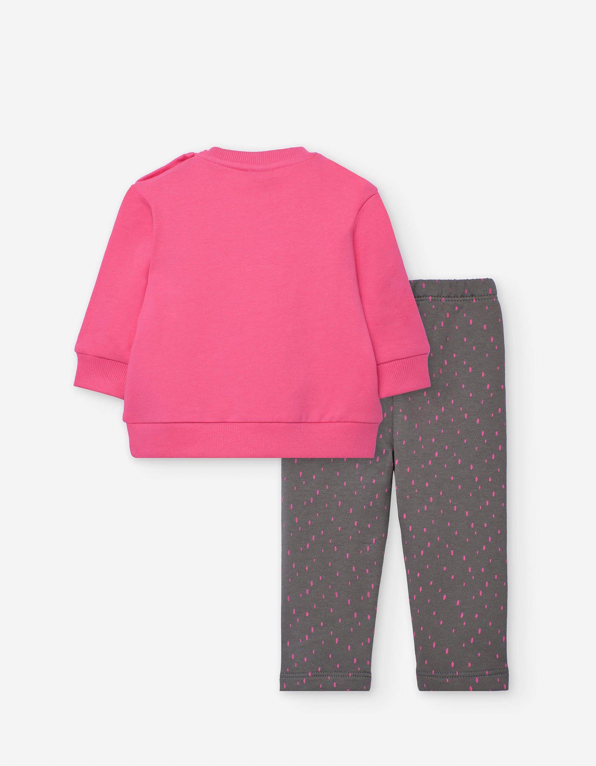 Brushed sweatshirt with print + leggings set for baby girls, pink/grey