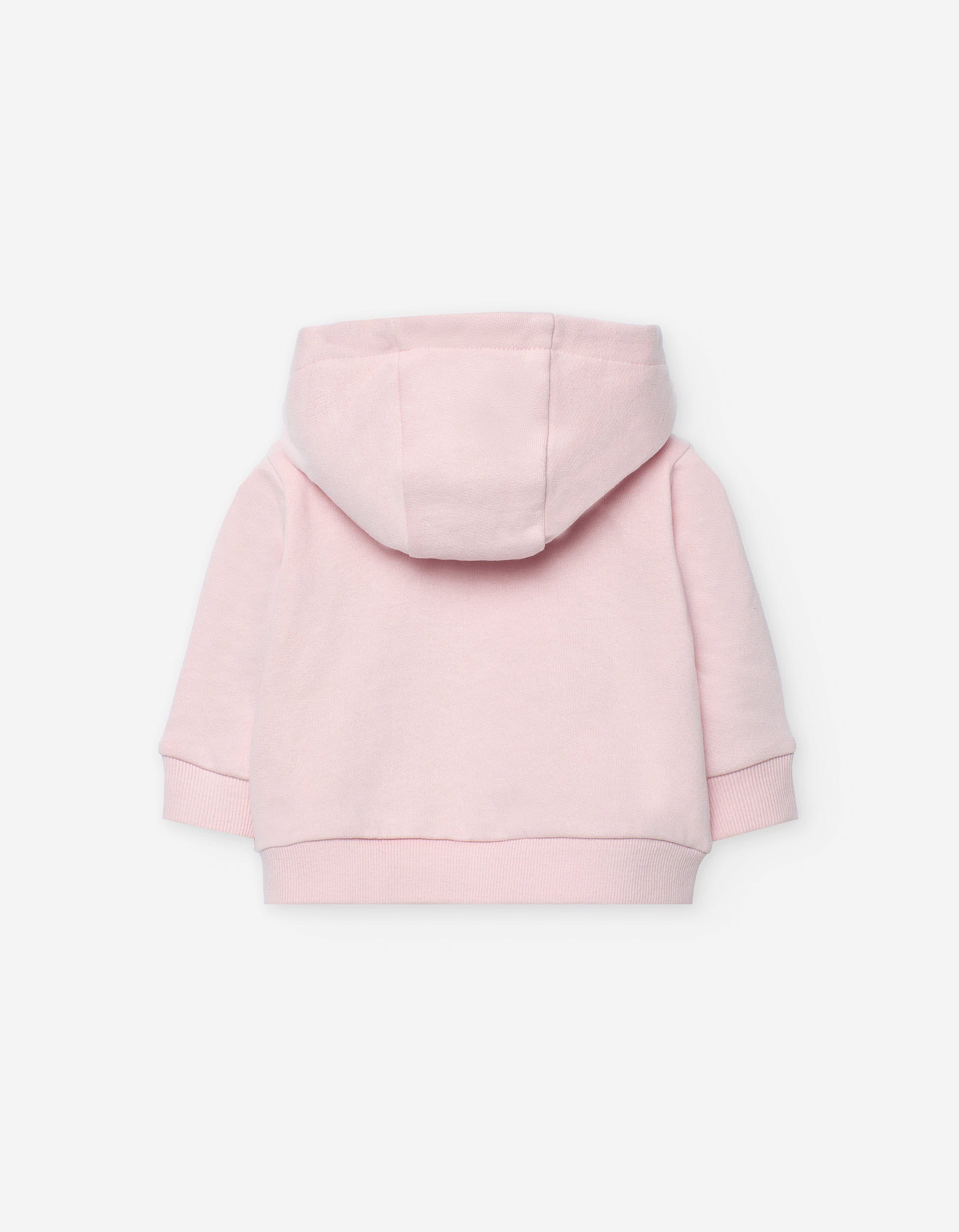 Brushed hooded jacket with cat print for baby girls, pink