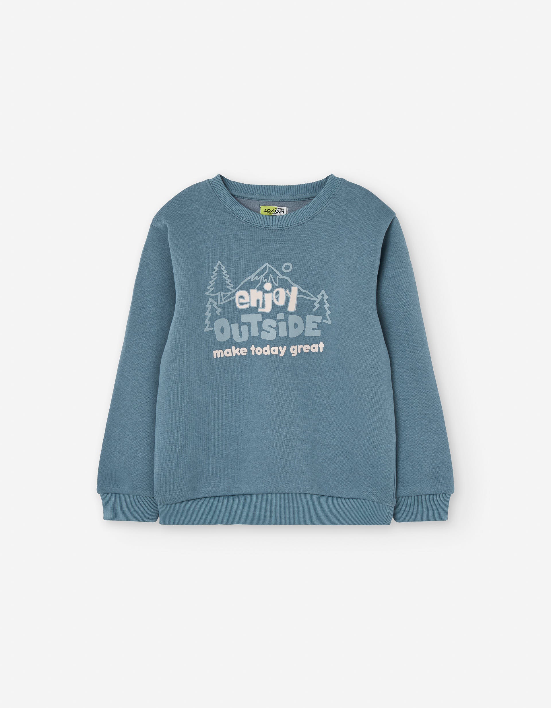 Sweat de algodão cardado com estampado Enjoy Outside para menino, azul