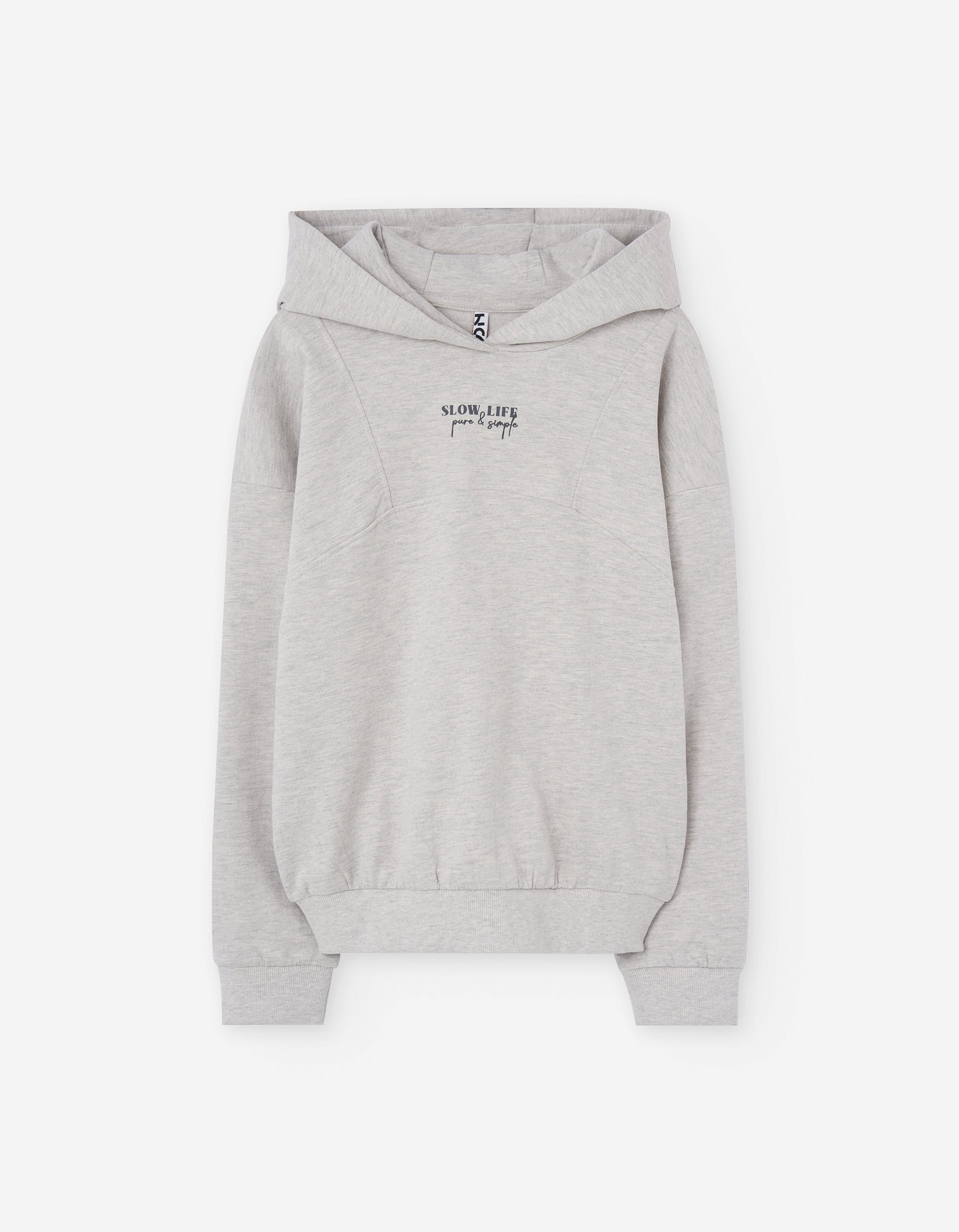 Sweat en coton peigné à capuche Slow Life pour fille, gris clair