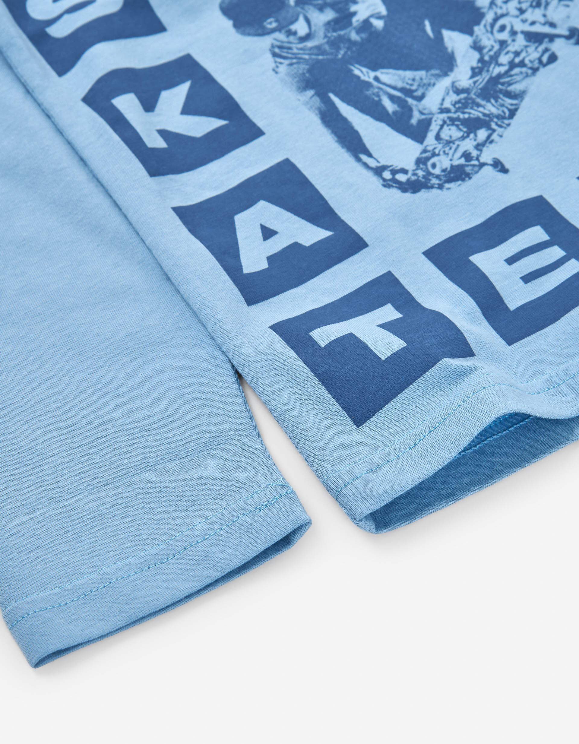 Long sleeve cotton T-shirt with skater print for boys, light blue