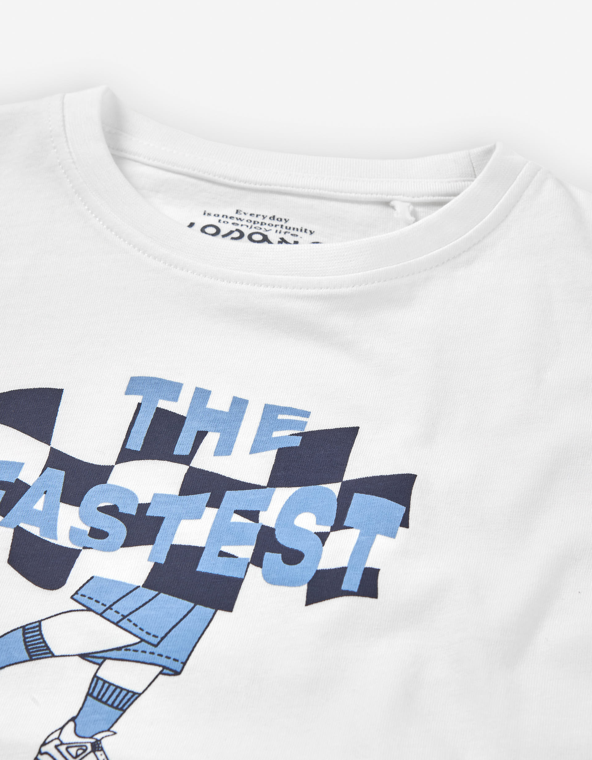 Cotton T-shirt with skateboard print for boys, white