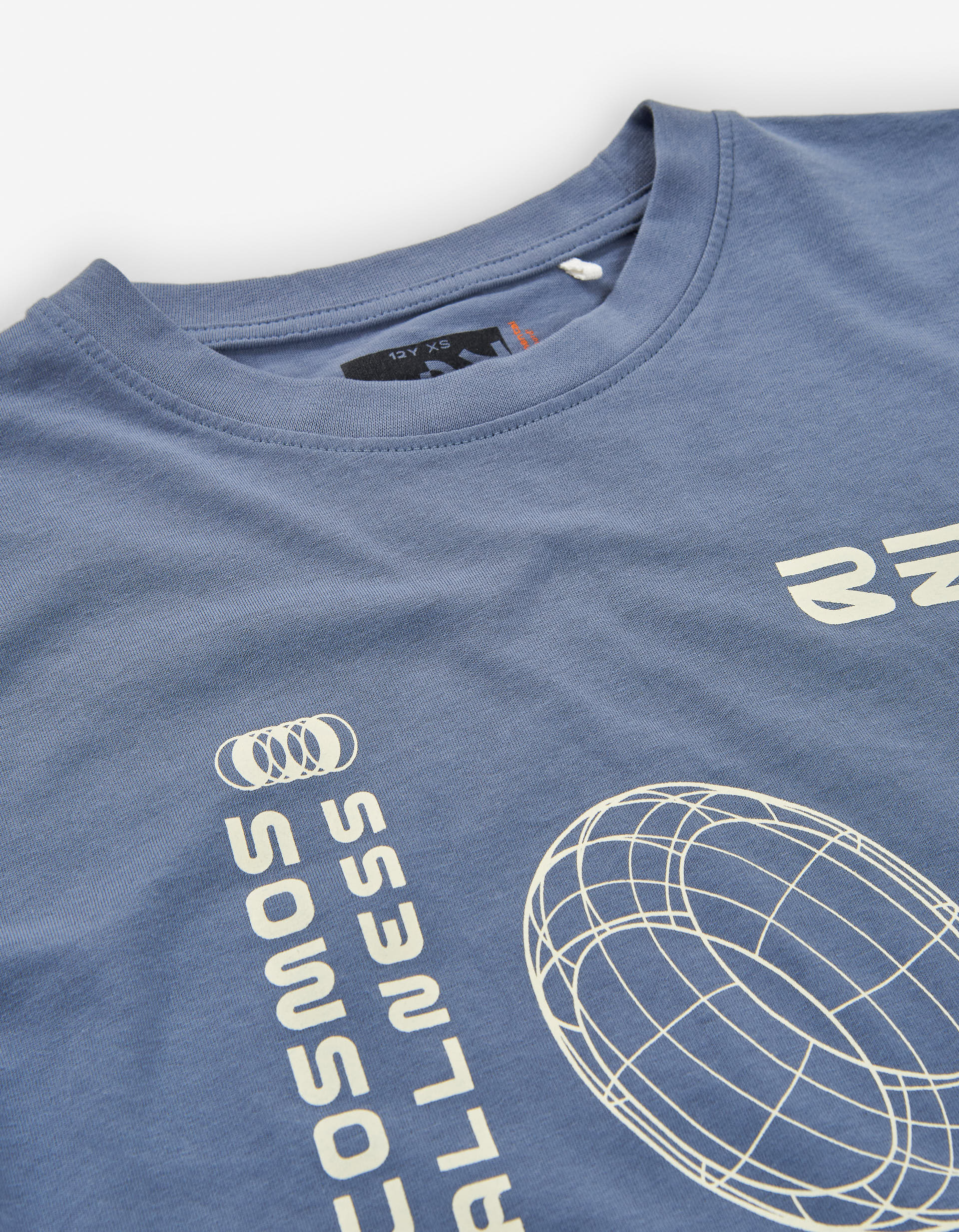 Cotton T-shirt with front print for boys, blue