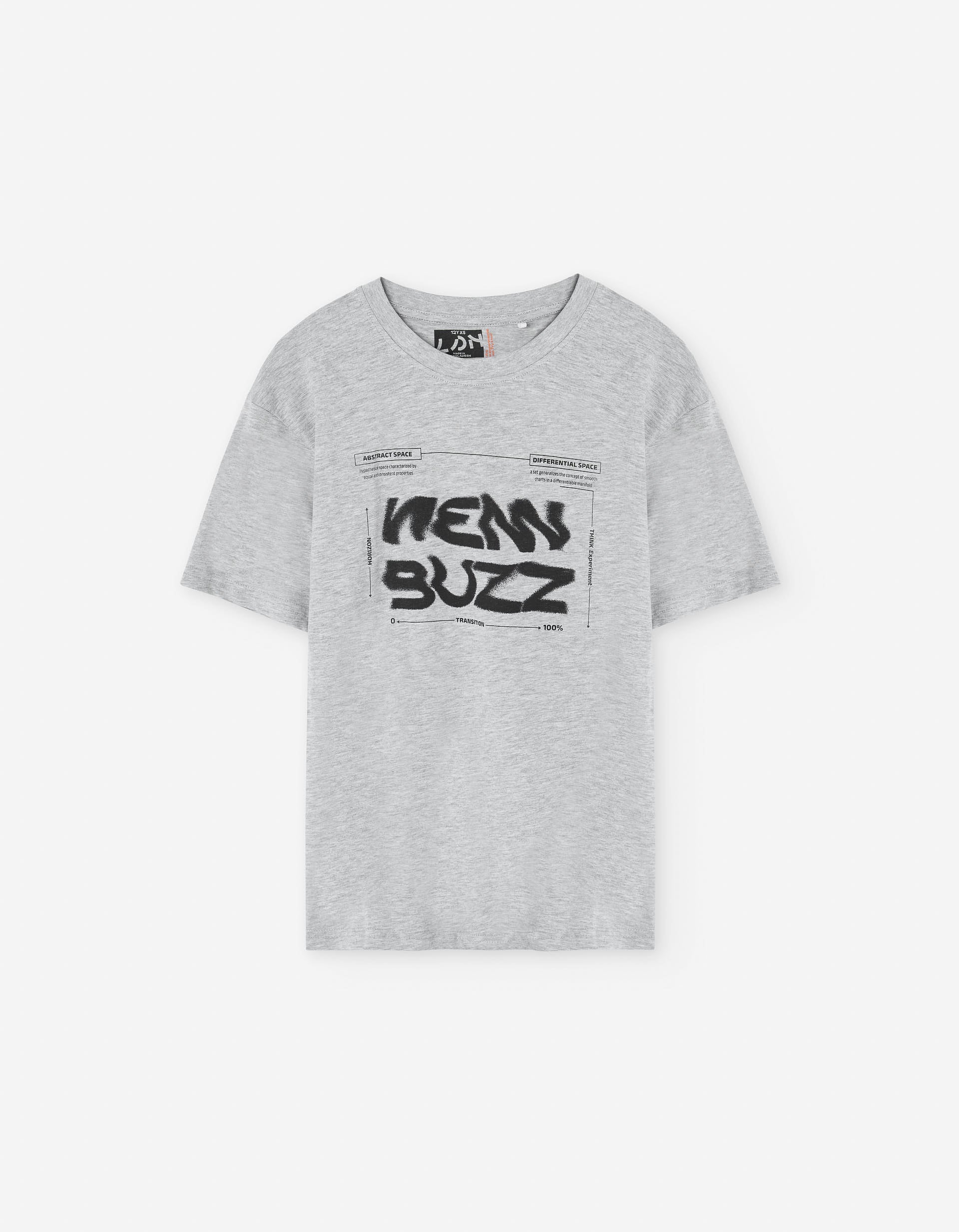 Cotton T-shirt with New Buzz print for boys, light grey