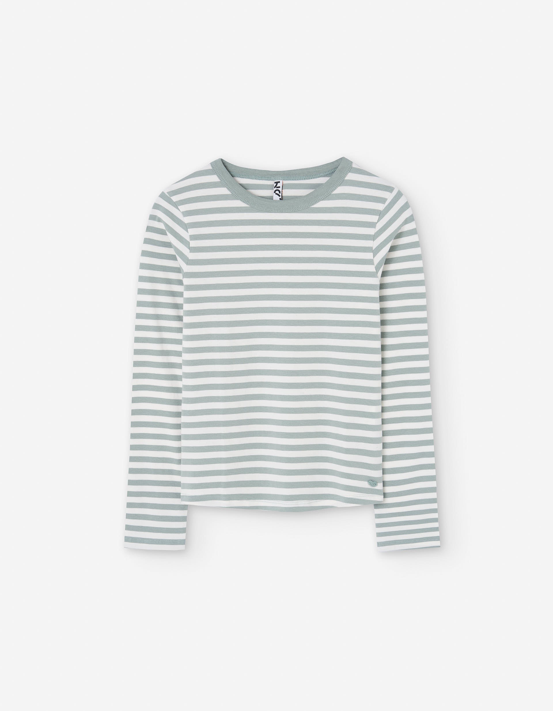 Long sleeve cotton T-shirt with stripes for girls, grey/white