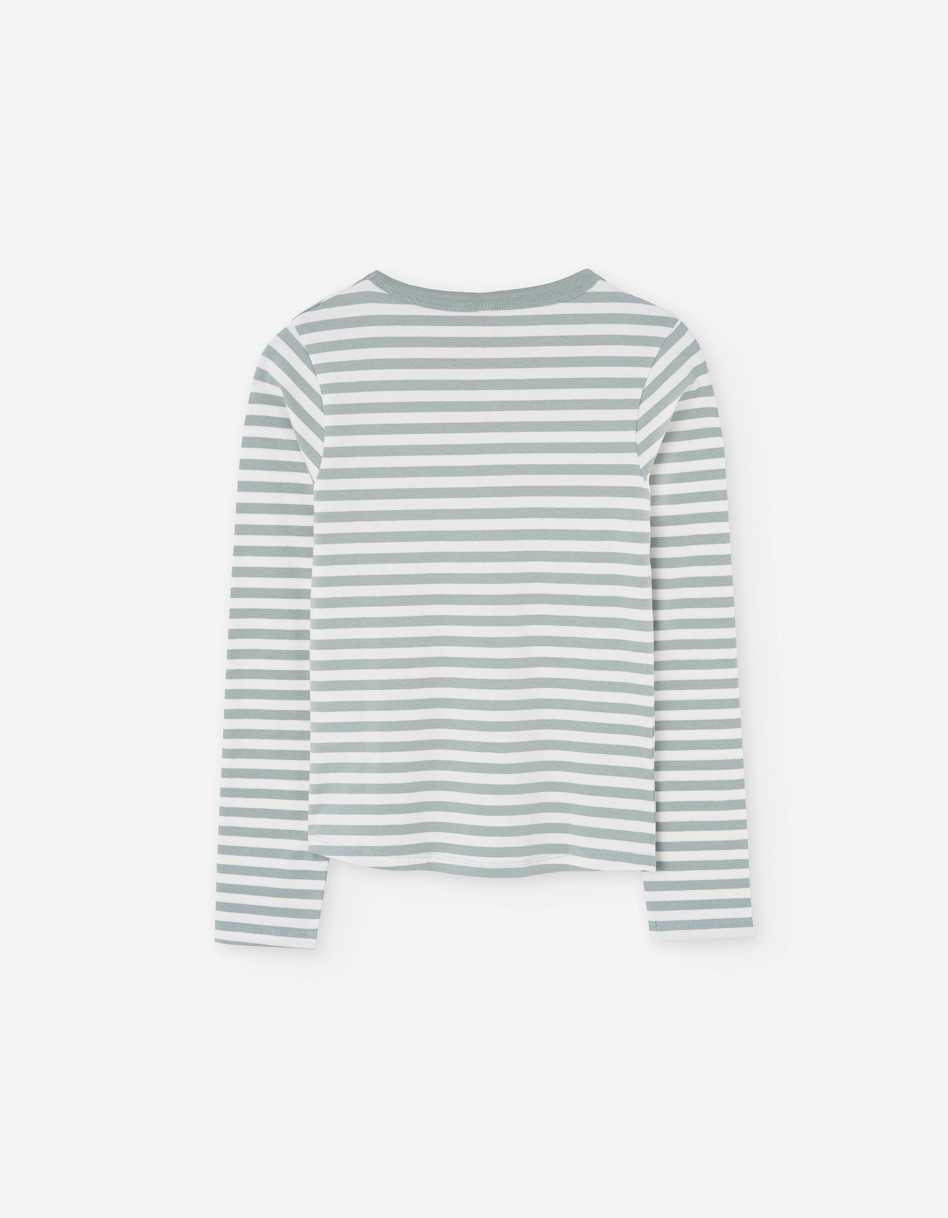 Long sleeve cotton T-shirt with stripes for girls, grey/white