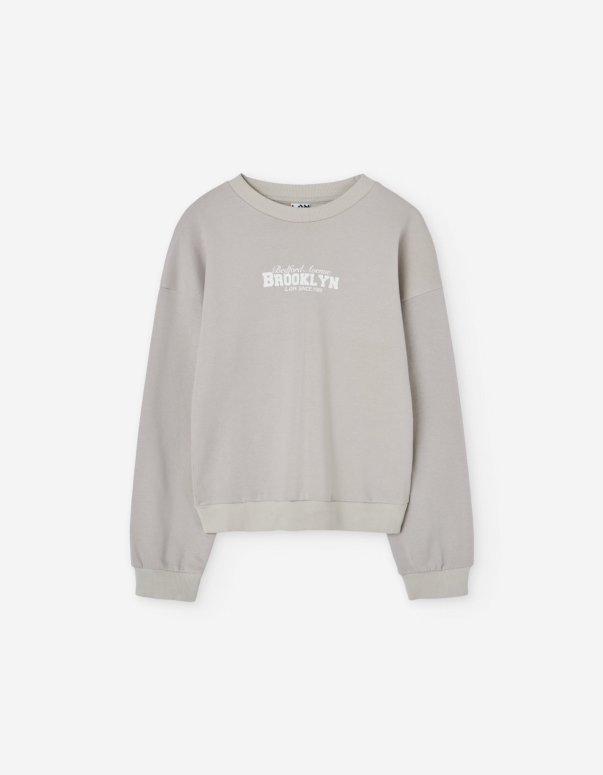 Brushed sweatshirt with New York print for girls, beige