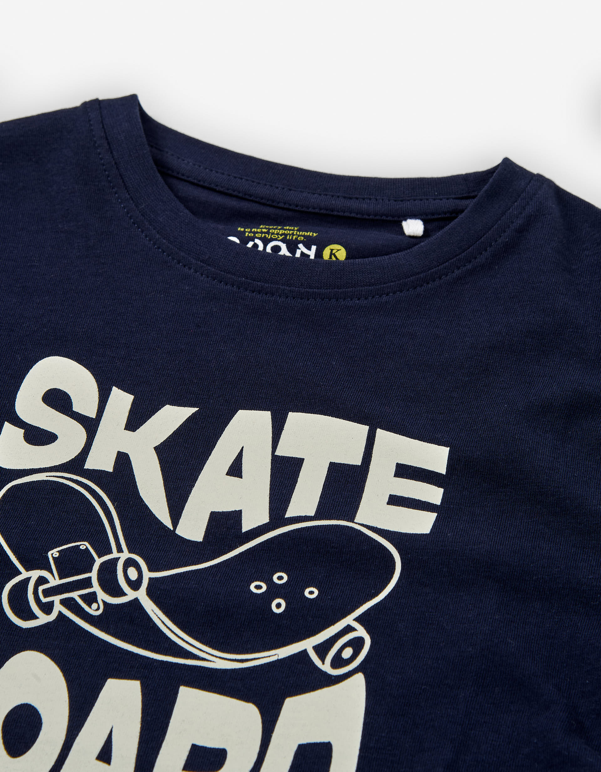 Long sleeve cotton T-shirt with skateboard print for boys, dark blue