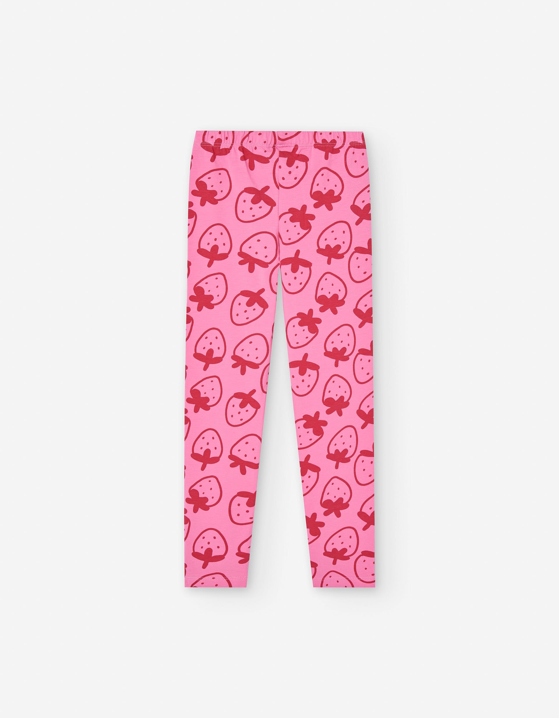 Cotton leggings with strawberry print for girls, pink