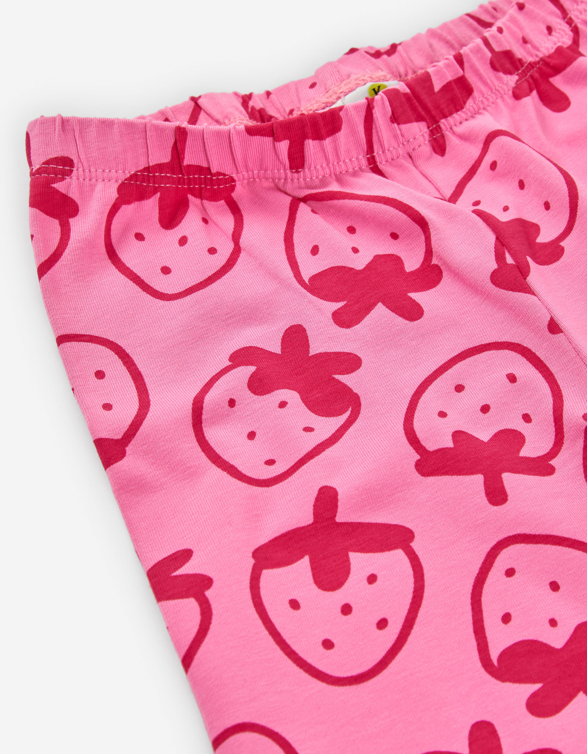 Cotton leggings with strawberry print for girls, pink