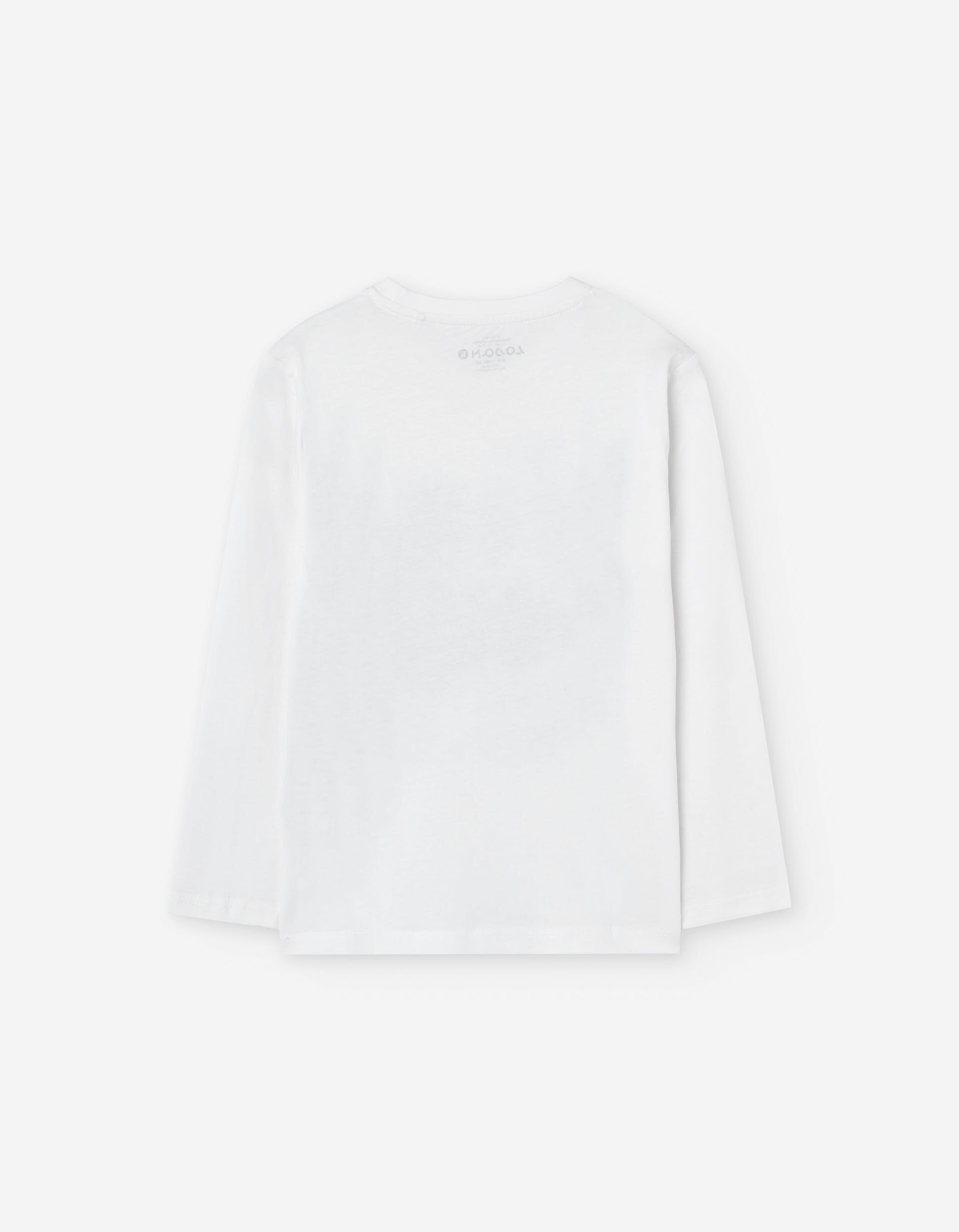 Long sleeve cotton T-shirt with bike print for boys, white/blue