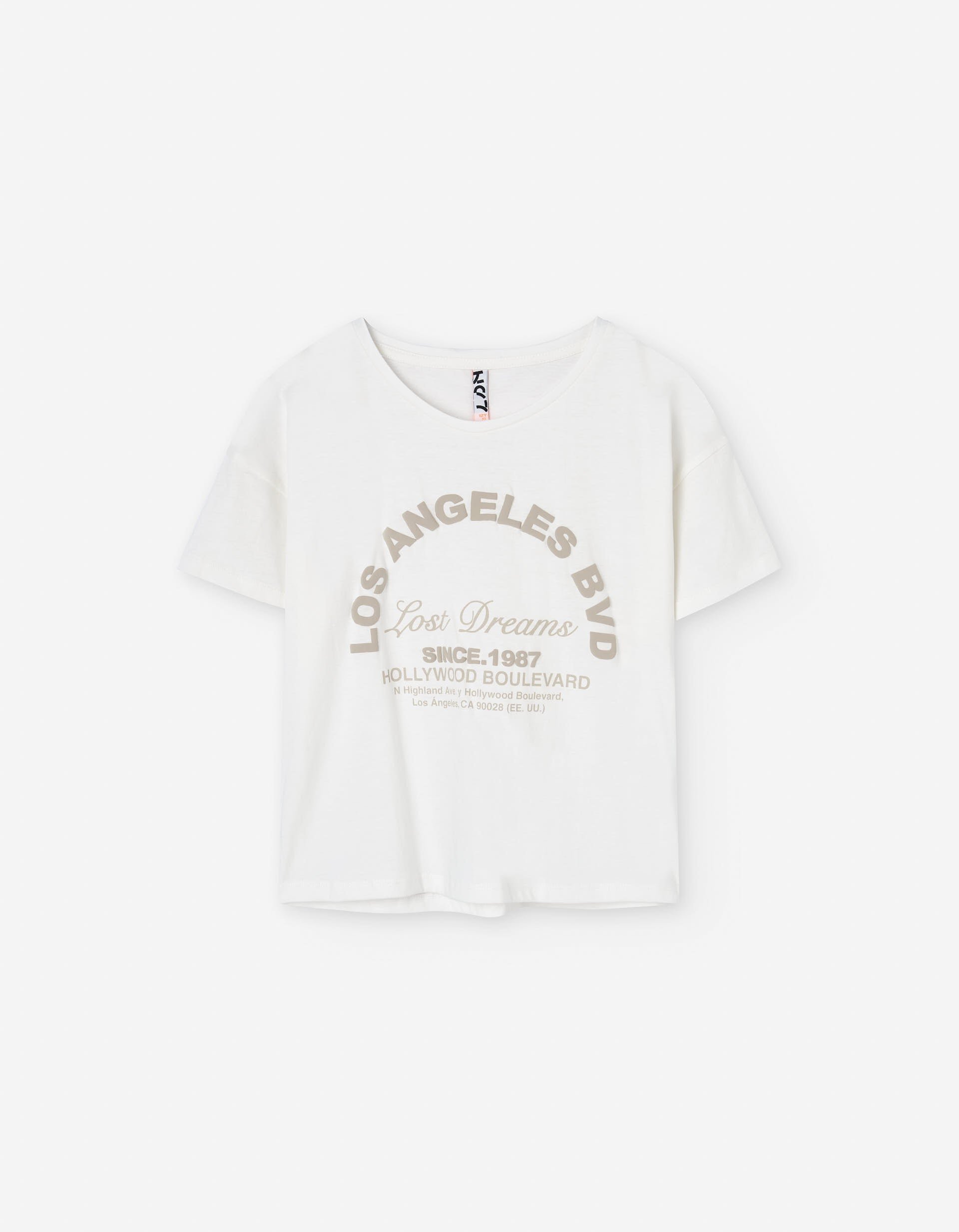 T-shirt de algodão com estampado de Los Angeles para menina, branco