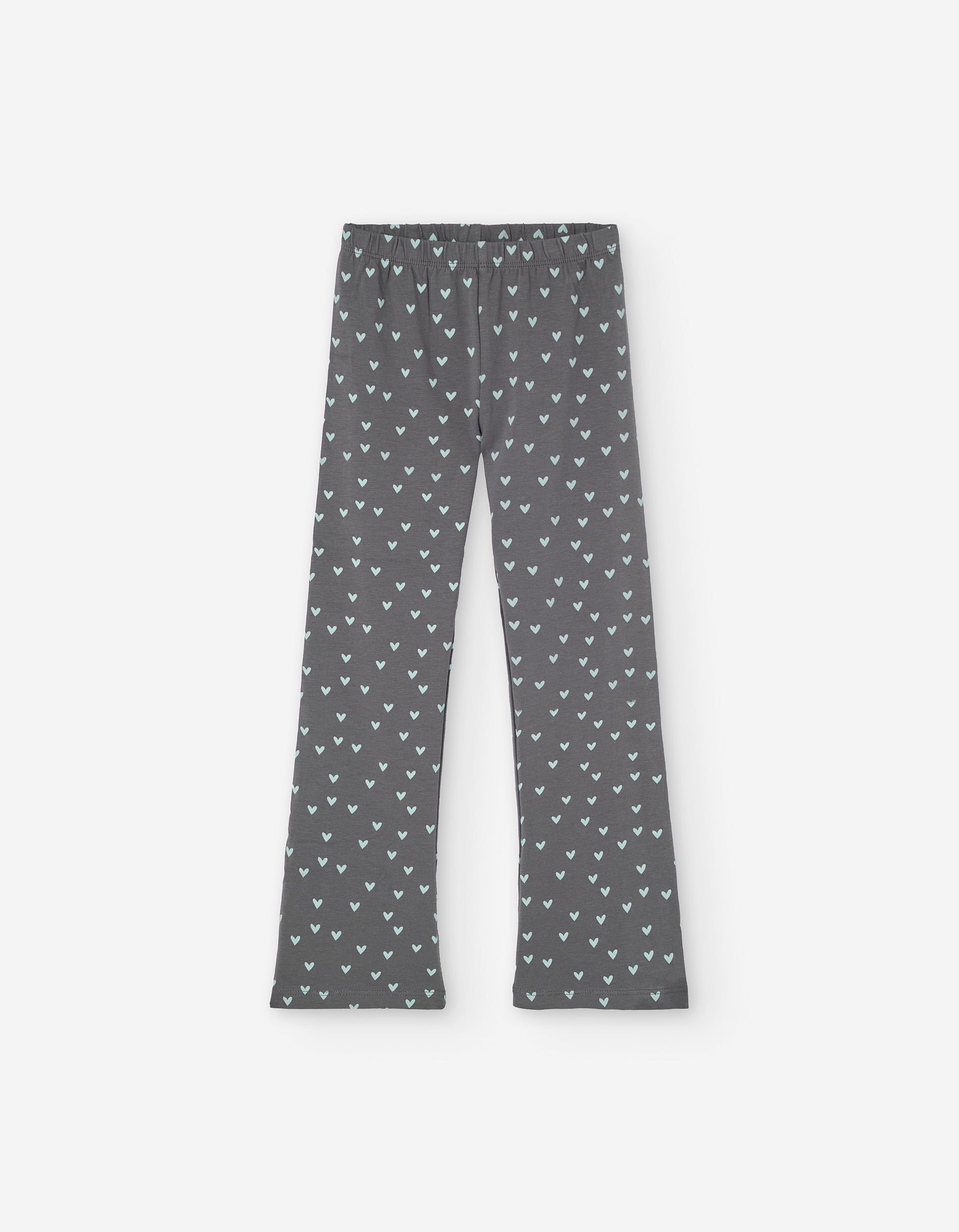 Flared leggings with heart motif for girls, dark grey