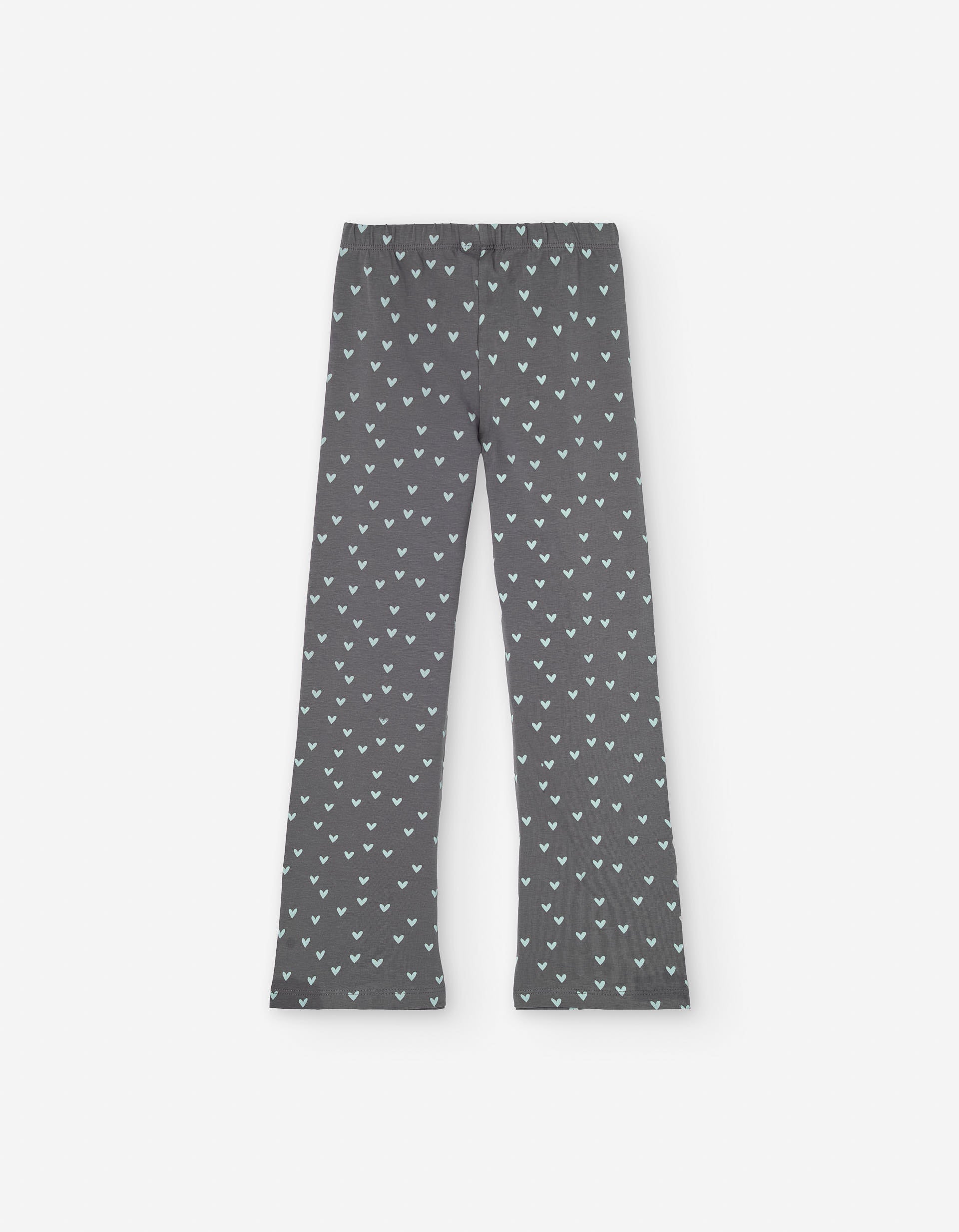 Flared leggings with heart motif for girls, dark grey