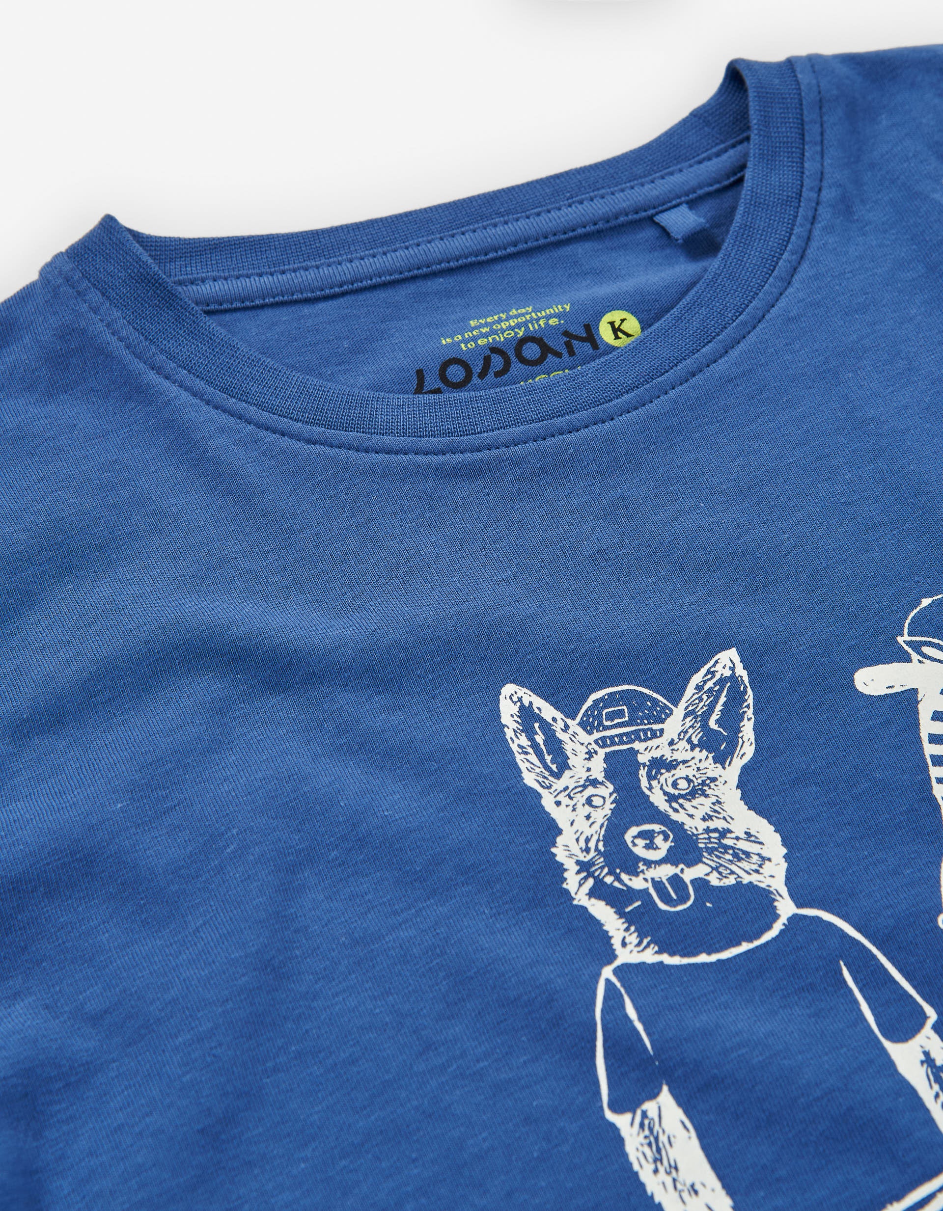 Long sleeve cotton T-shirt with skaters print for boys, blue