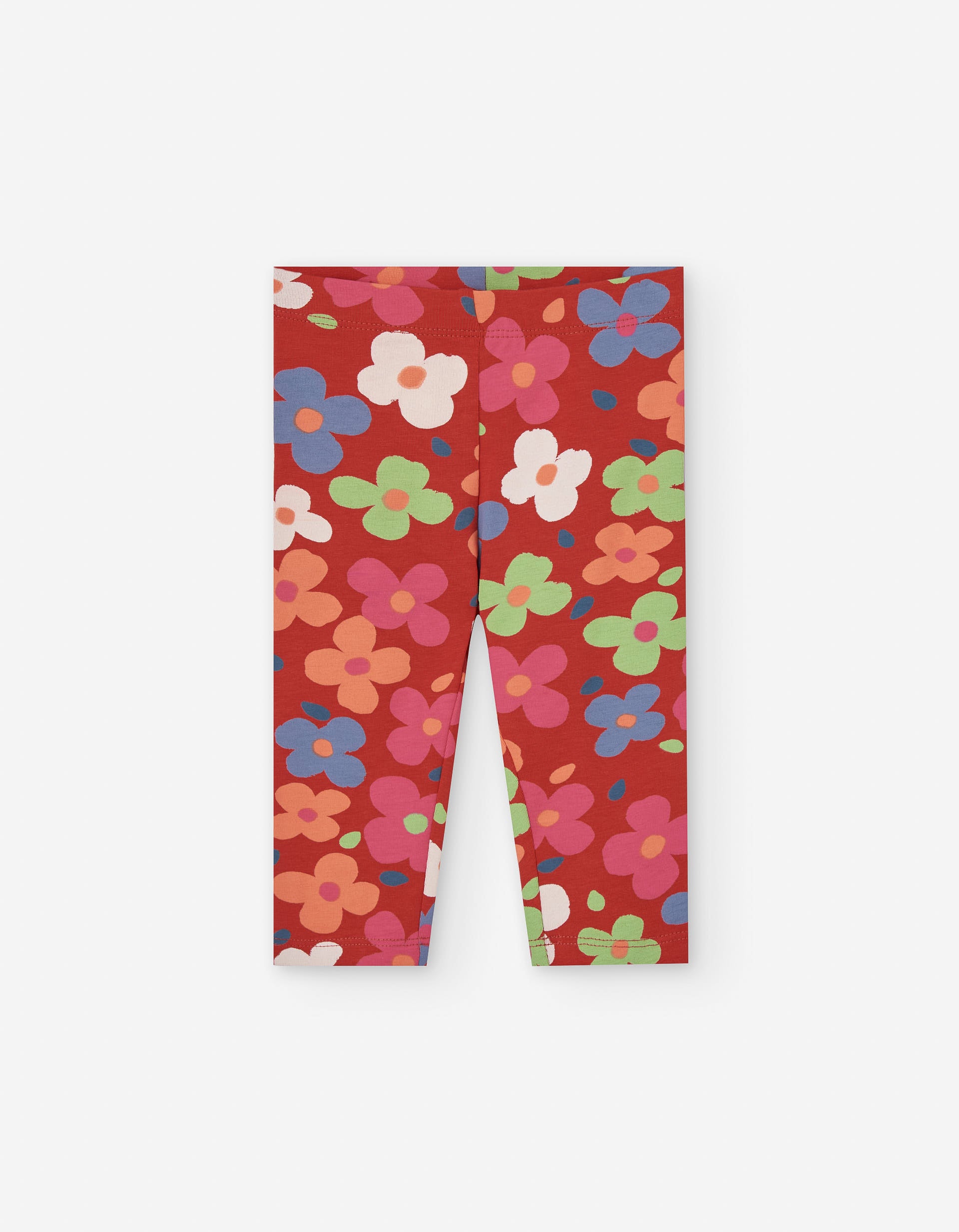Recycled cotton leggings with floral print for baby girls, multicolour
