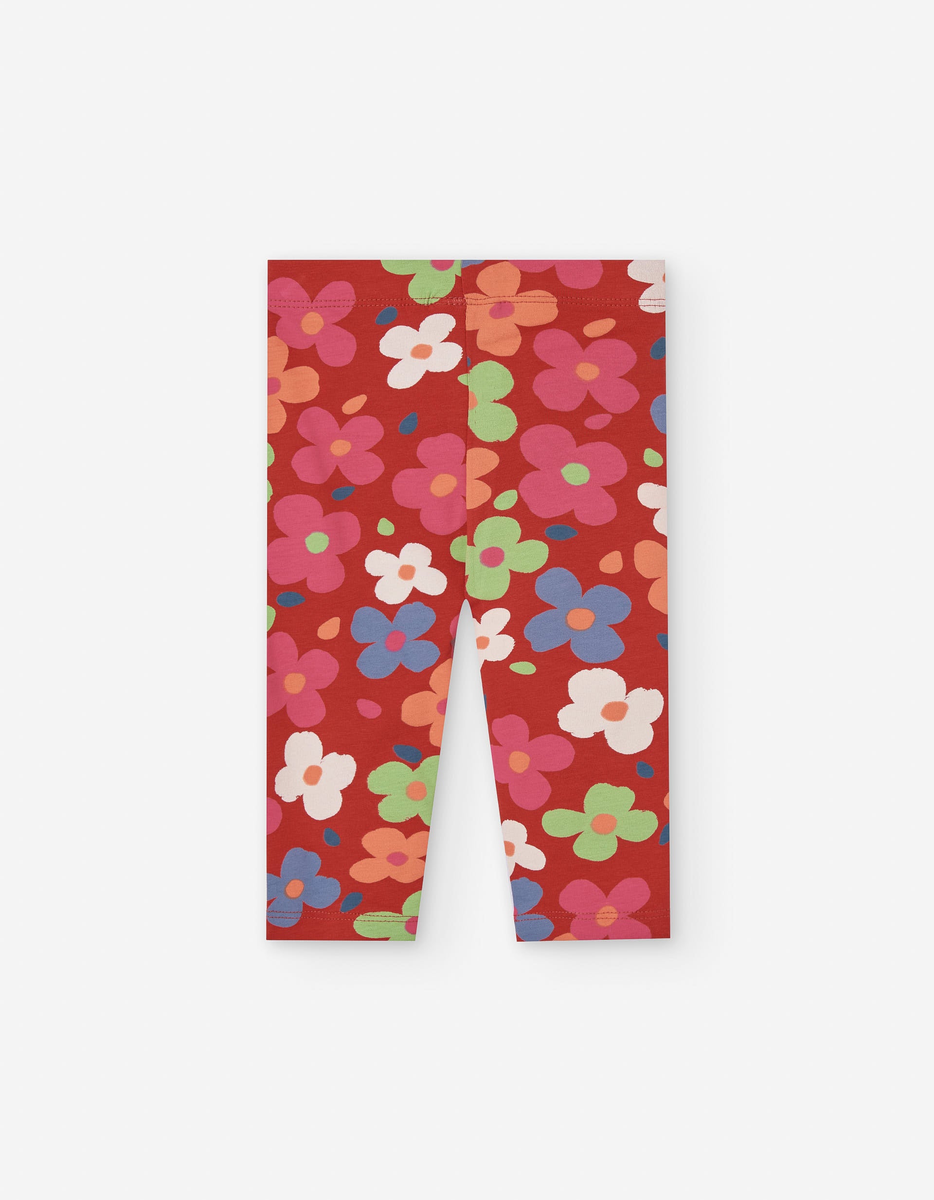 Recycled cotton leggings with floral print for baby girls, multicolour
