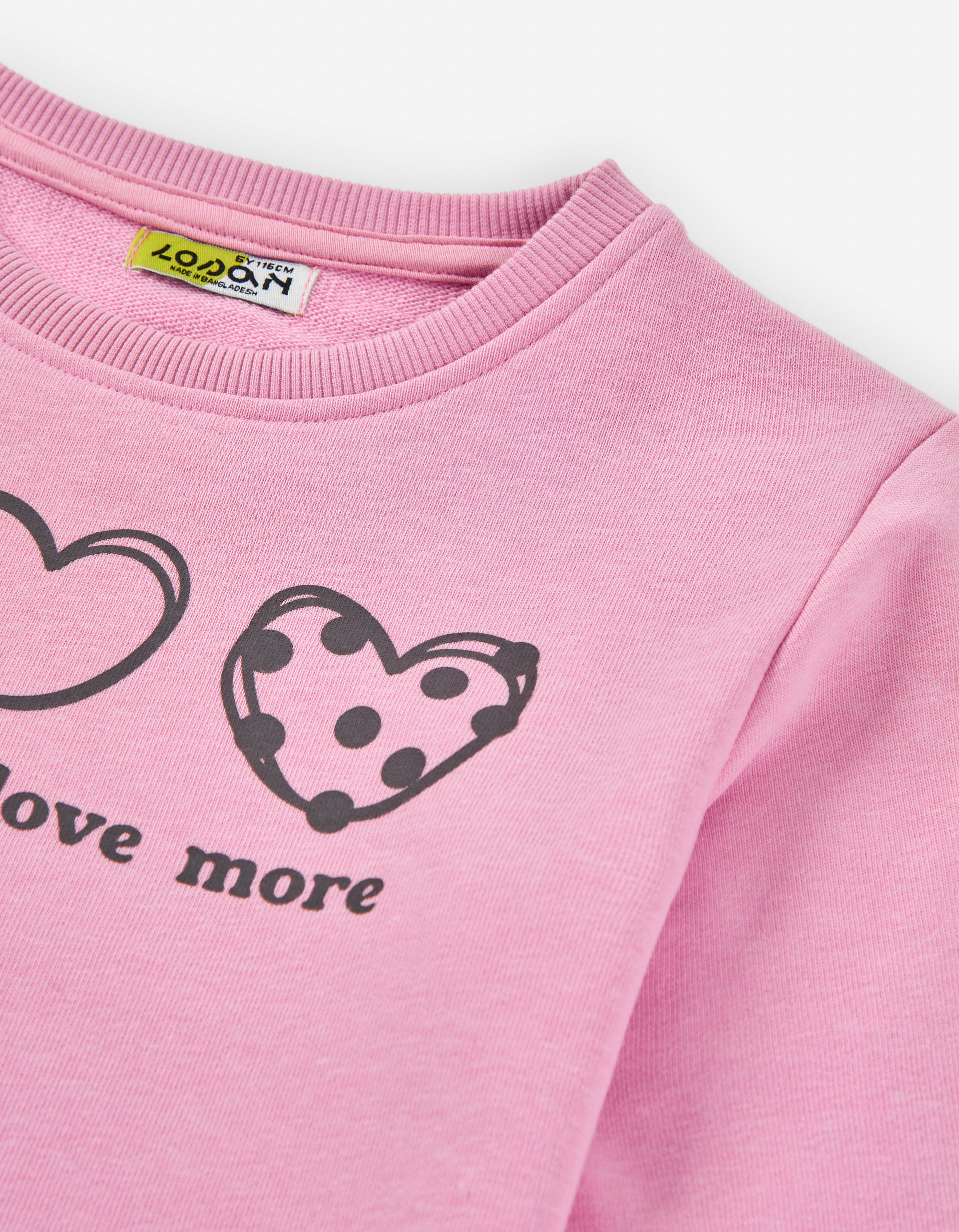 Sweat cardada com estampado de corações para menina, rosa