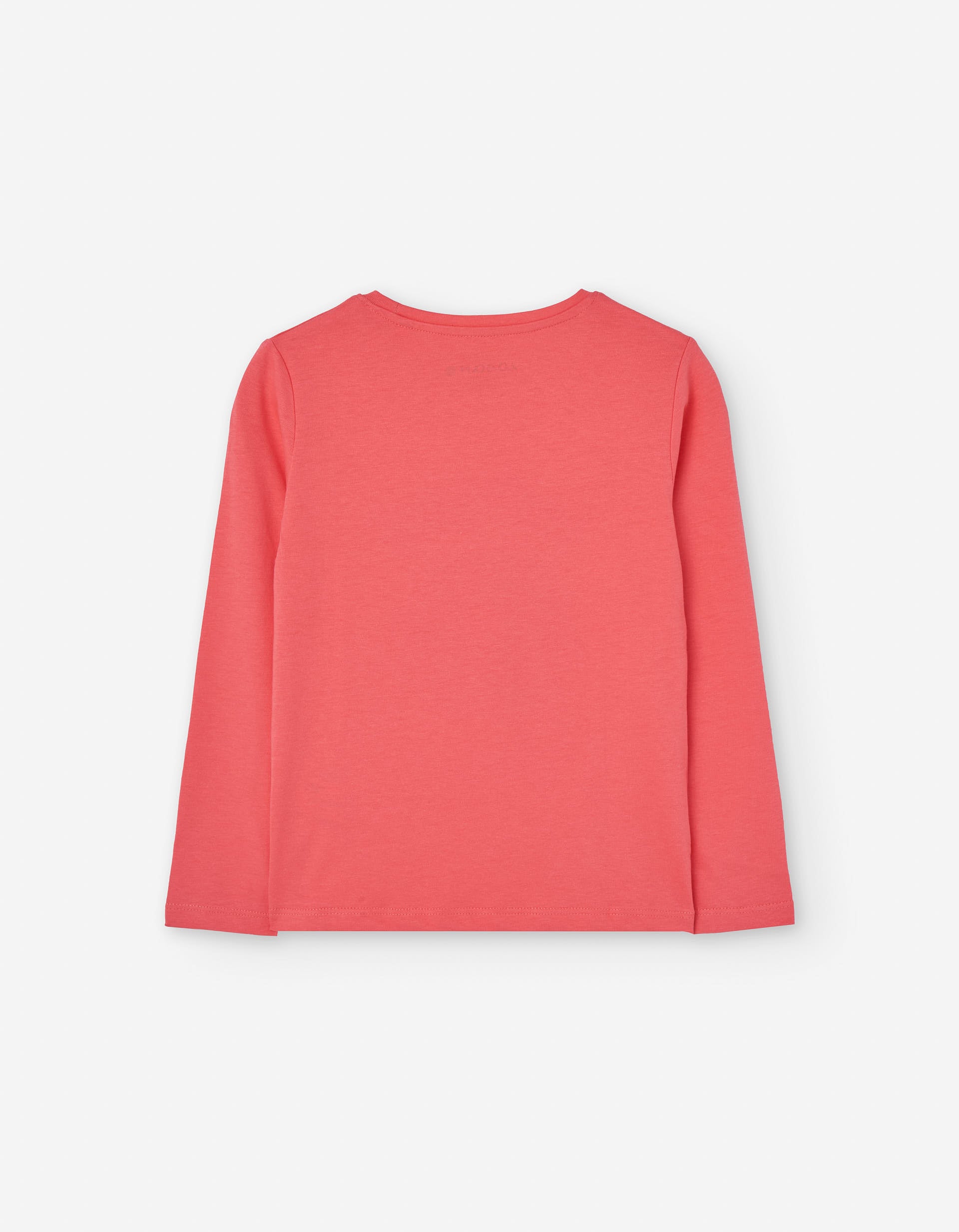 Long sleeve cotton T-shirt with flower print for girls, salmon orange