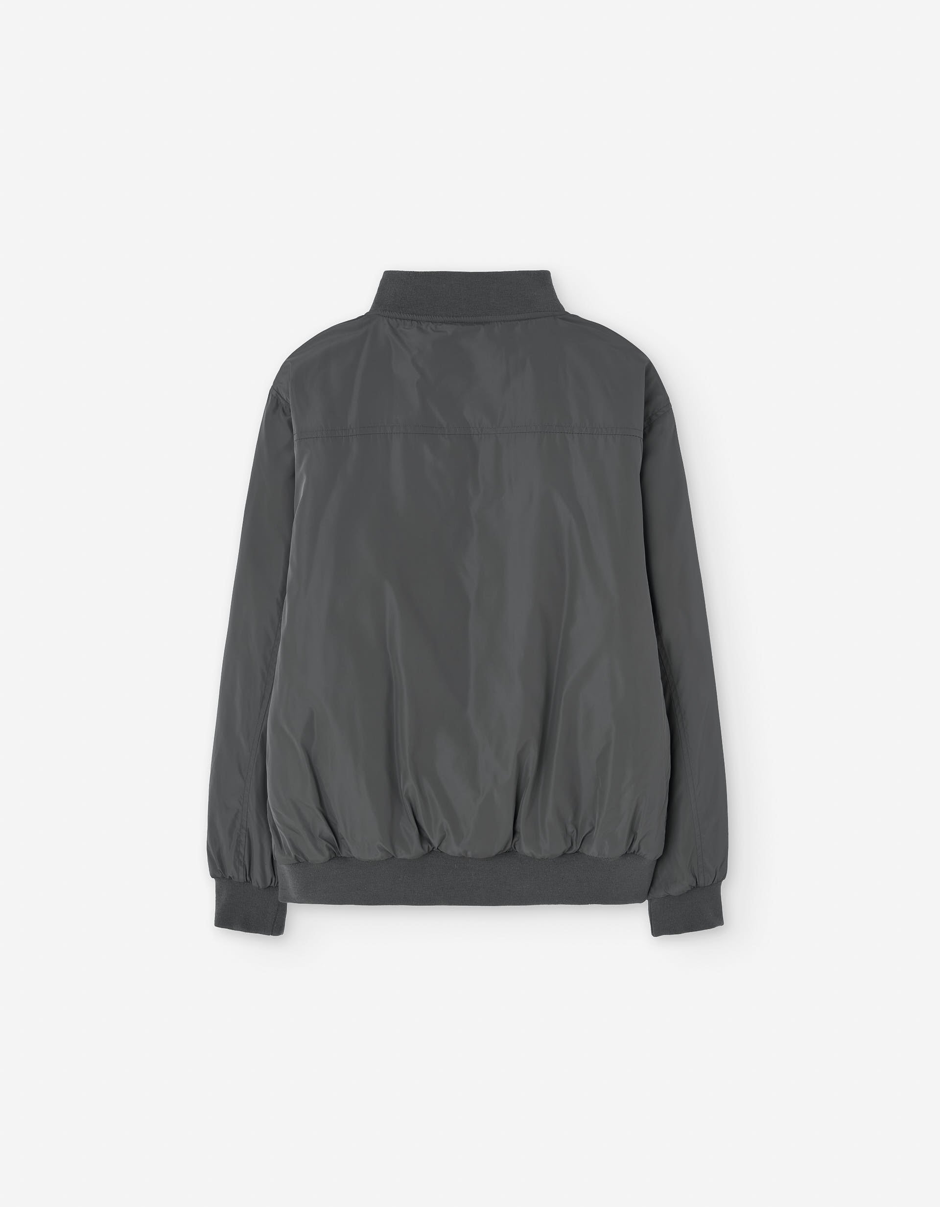 Nylon padded bomber jacket with front pockets for boys, grey