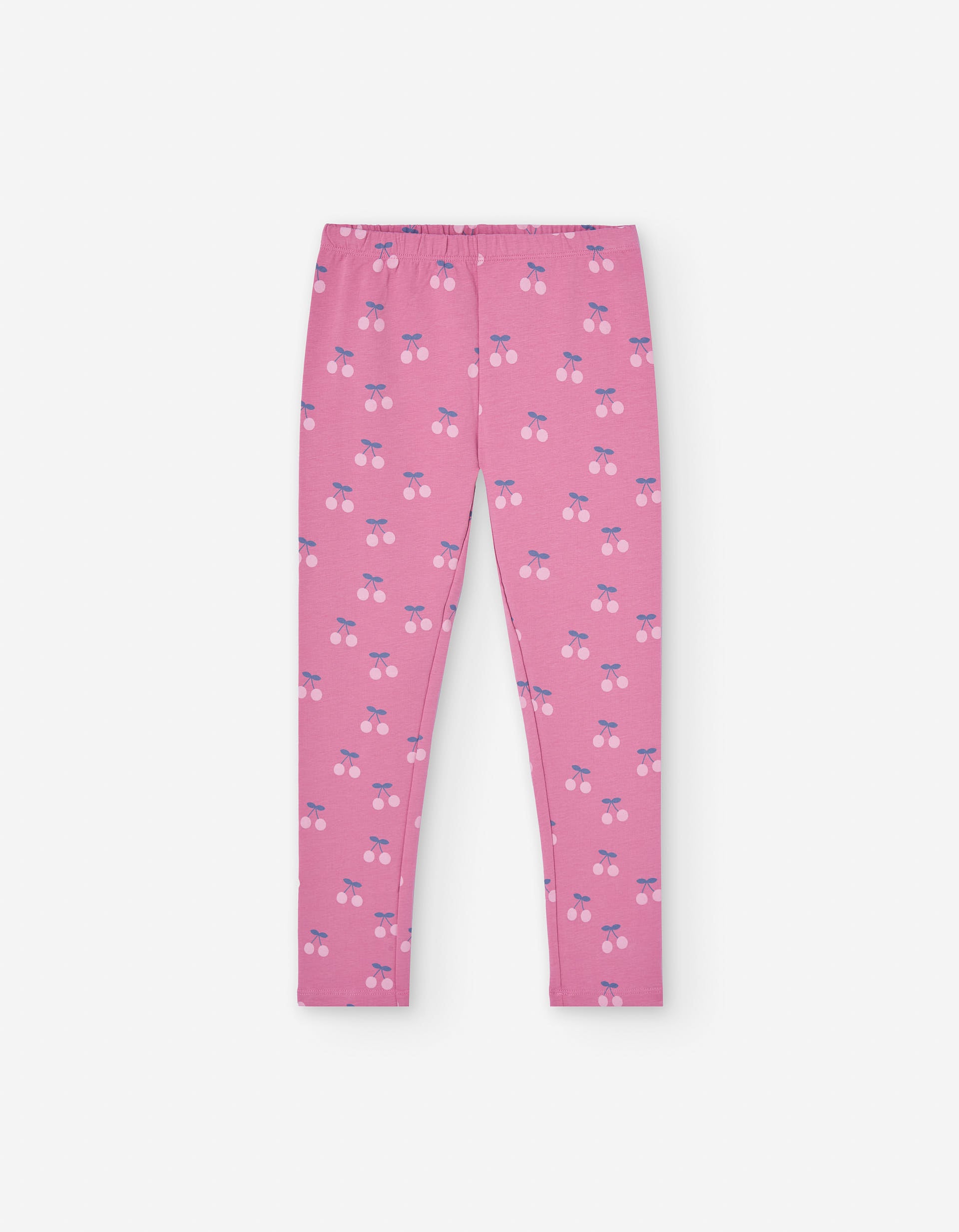 Cotton leggings with cherry motif for girls, pink