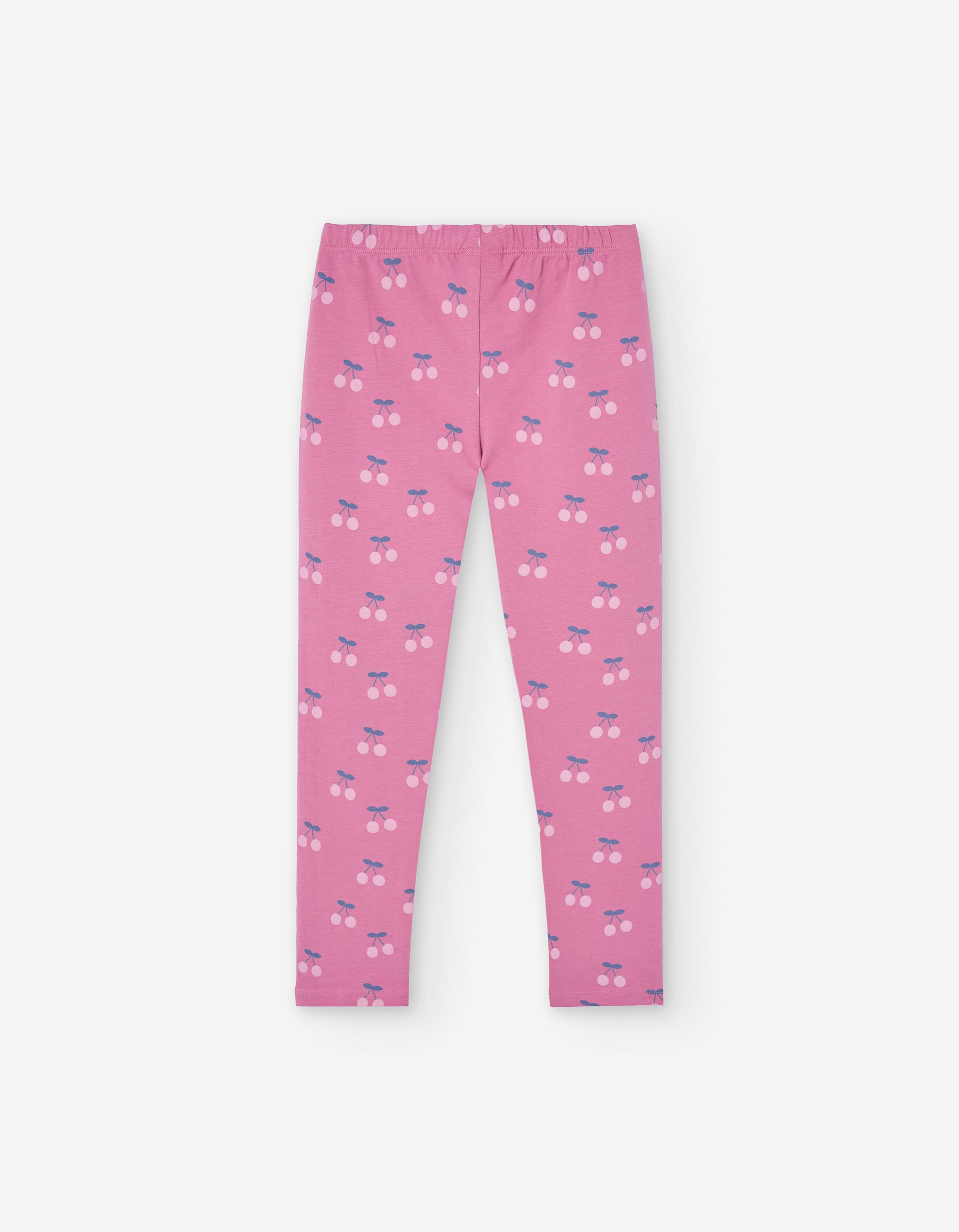 Cotton leggings with cherry motif for girls, pink