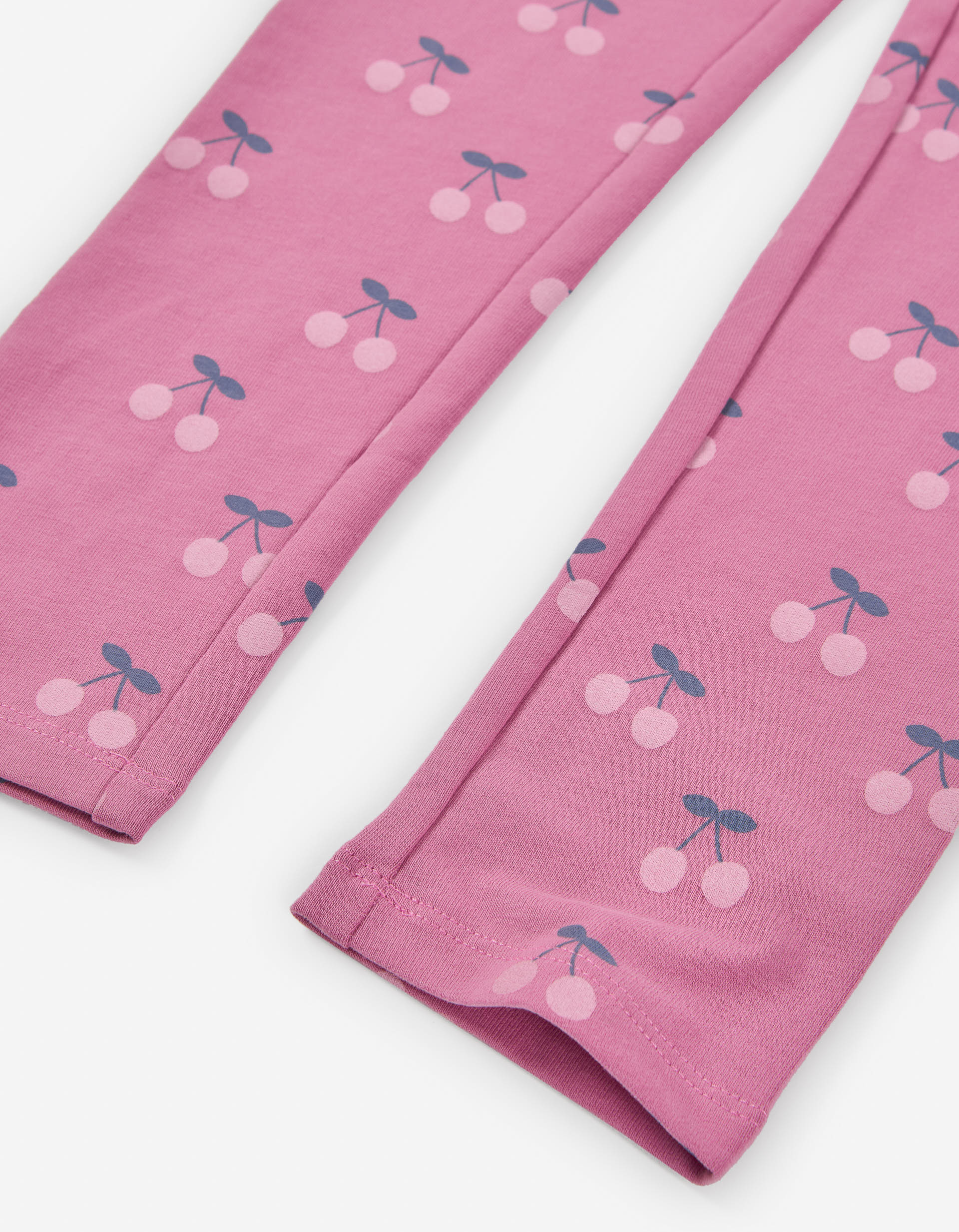 Cotton leggings with cherry motif for girls, pink