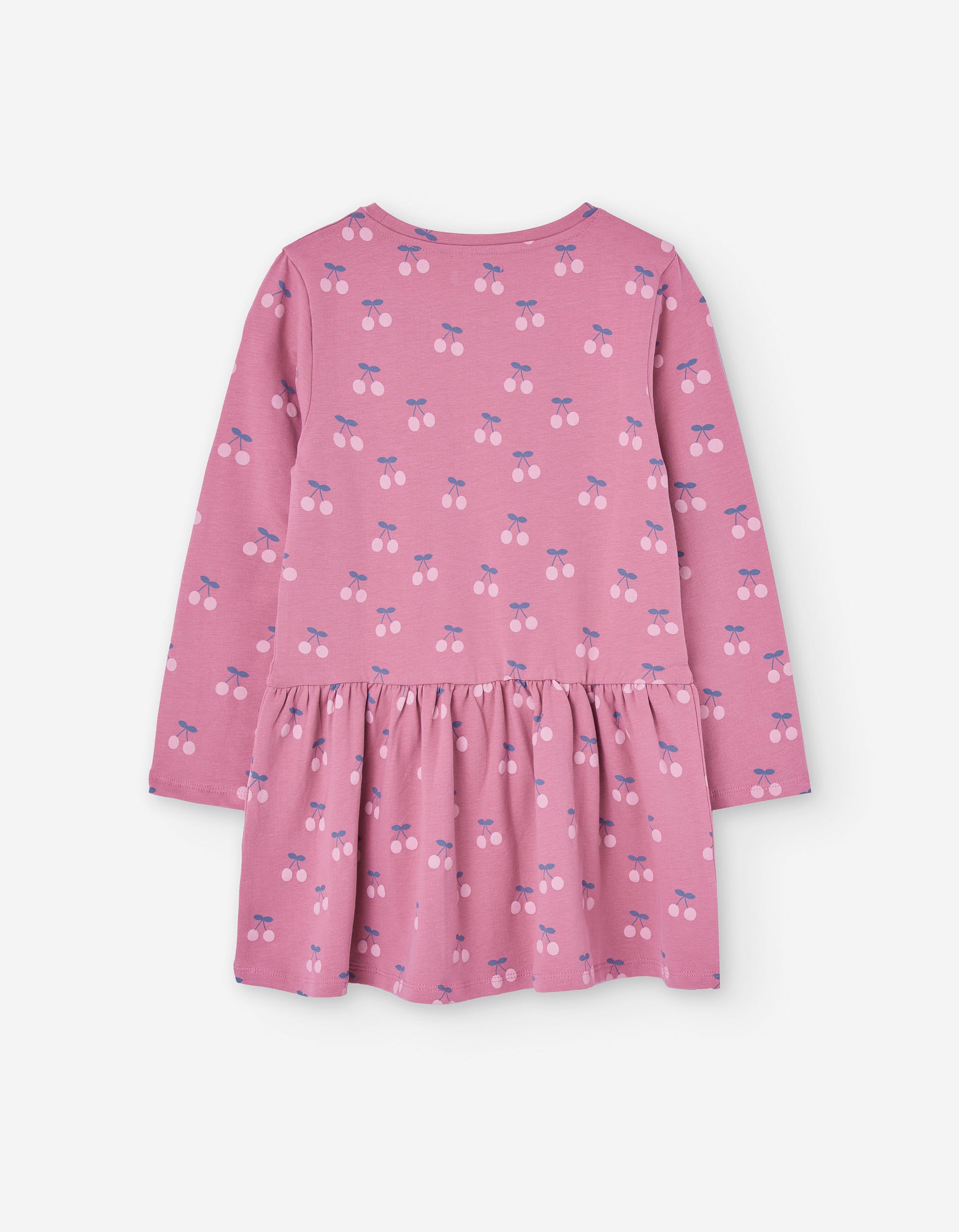 Vestido de algodão com motivo de cerejas para menina, rosa