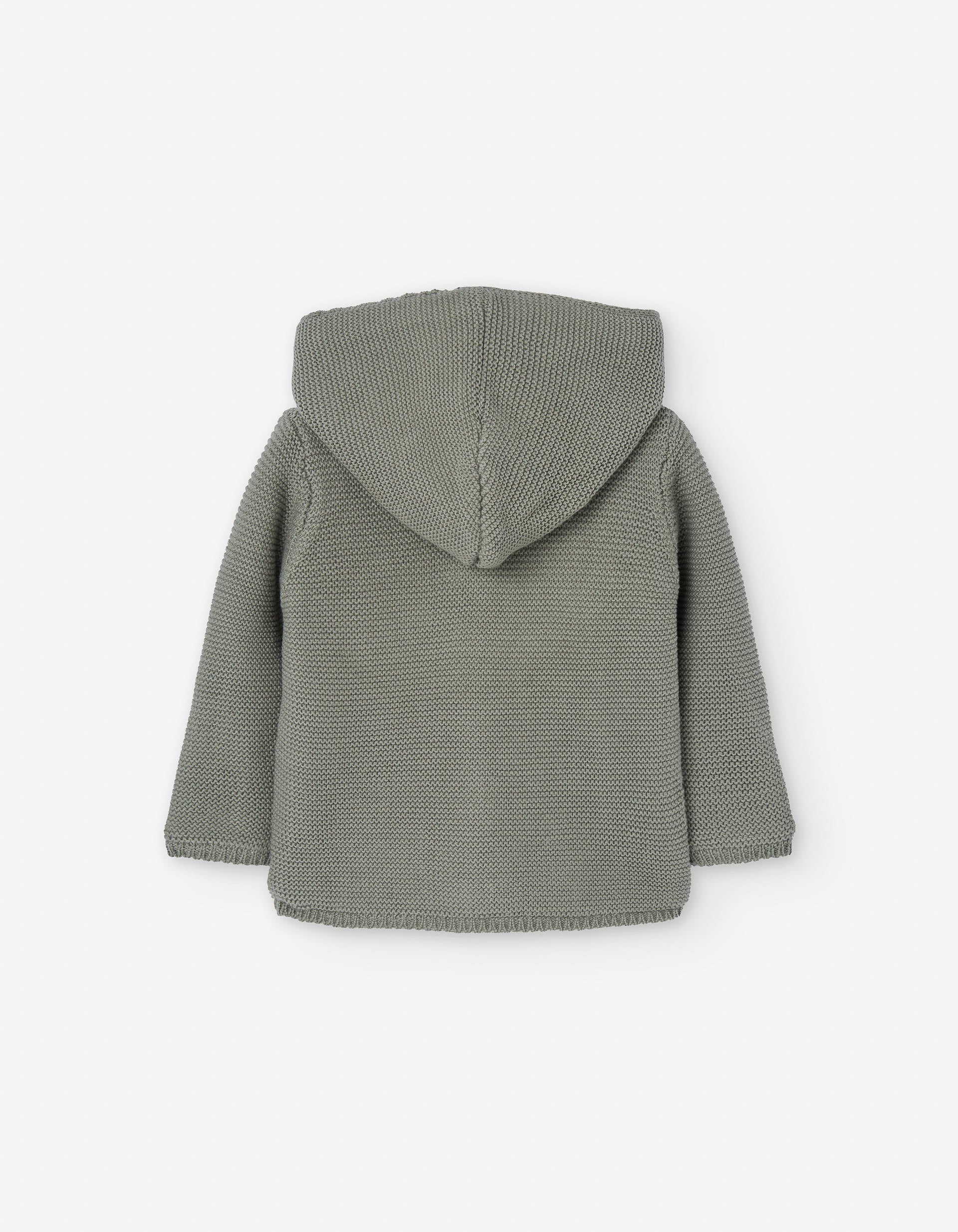 Hooded knitted jacket with sherpa lining for newborn, green