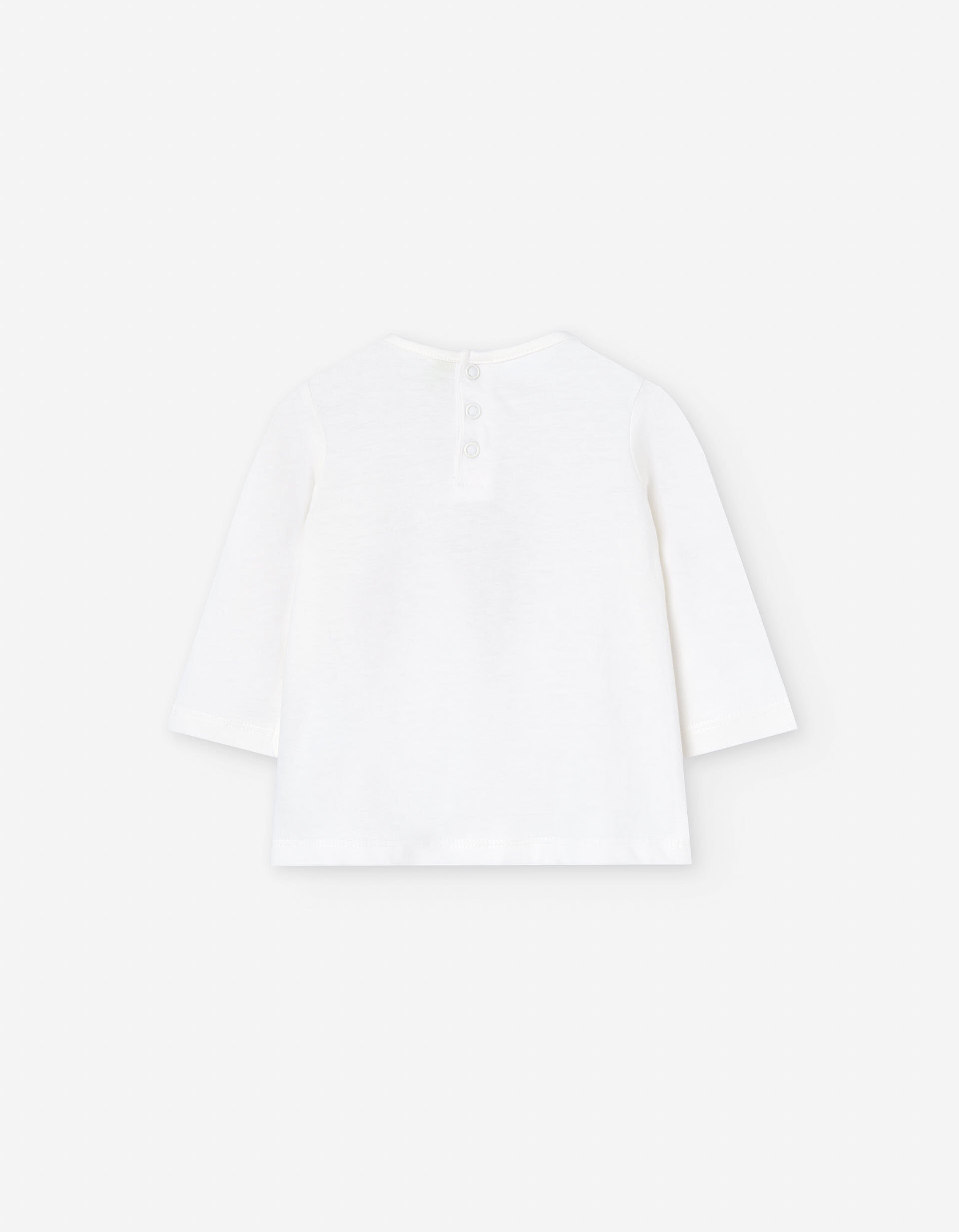 Cotton T-shirt with embroidered strawberry for baby girls, white