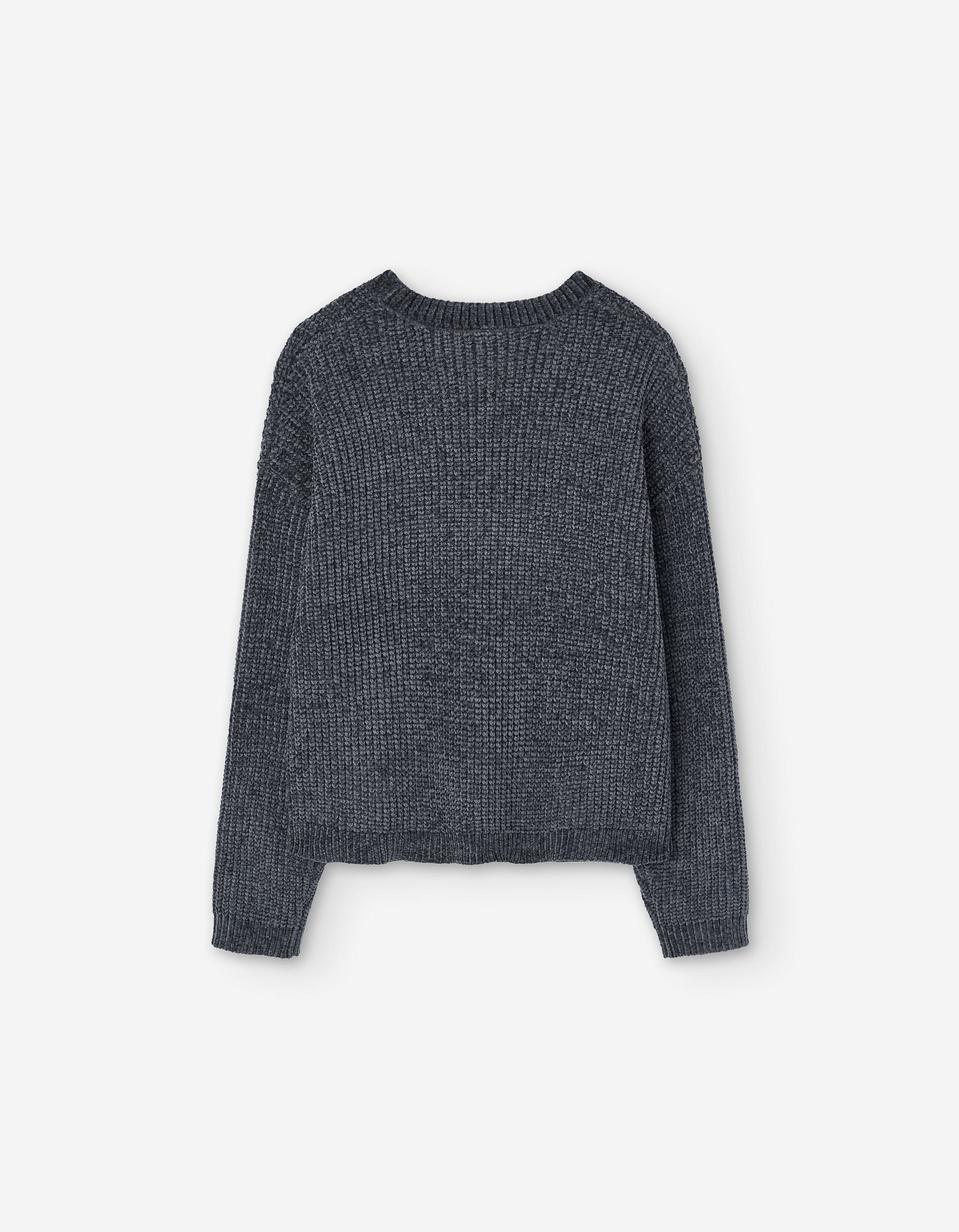 Chenille knit jumper with openwork details for girls, dark grey
