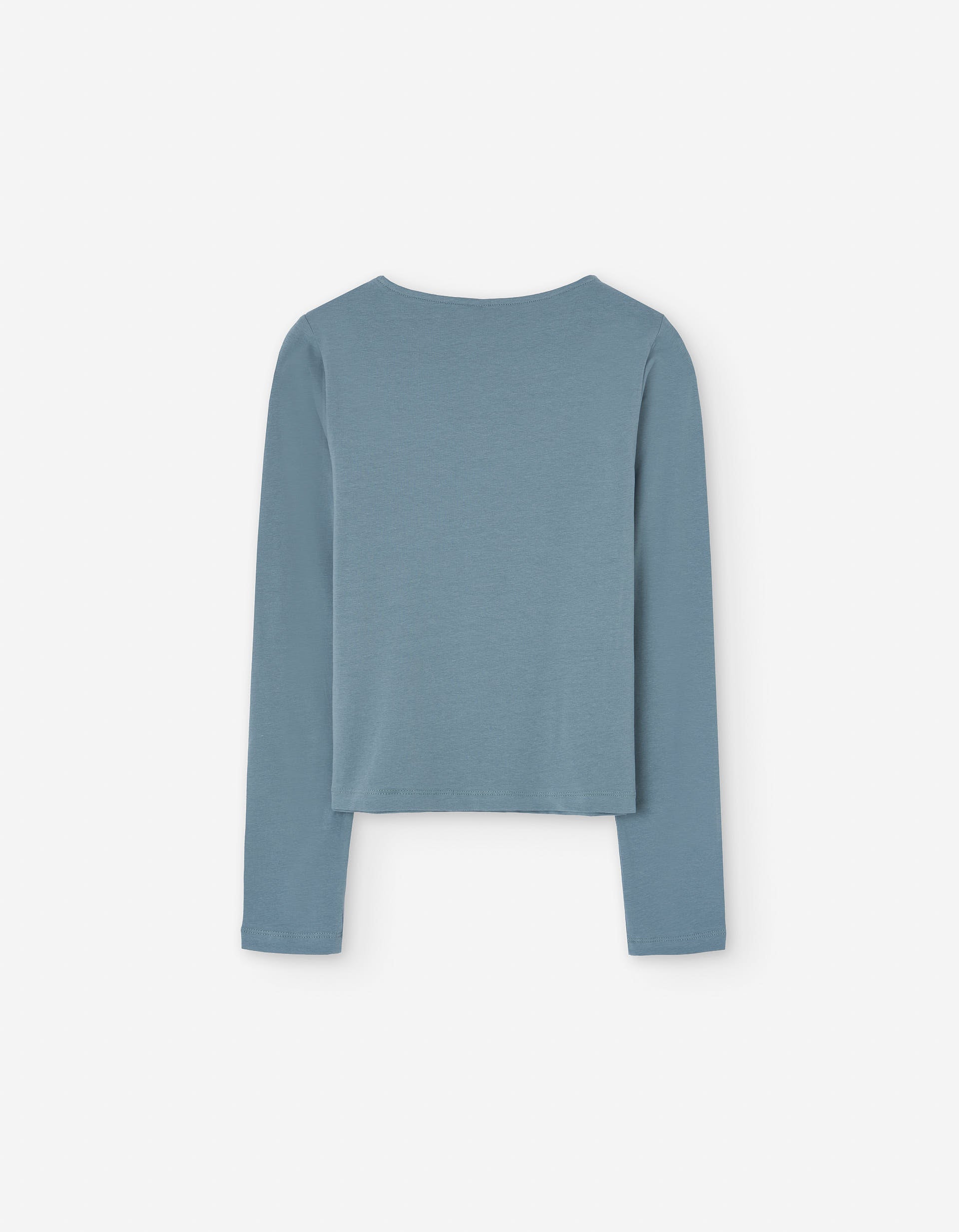 Long sleeve cotton T-shirt with front cut-out for girls, blue