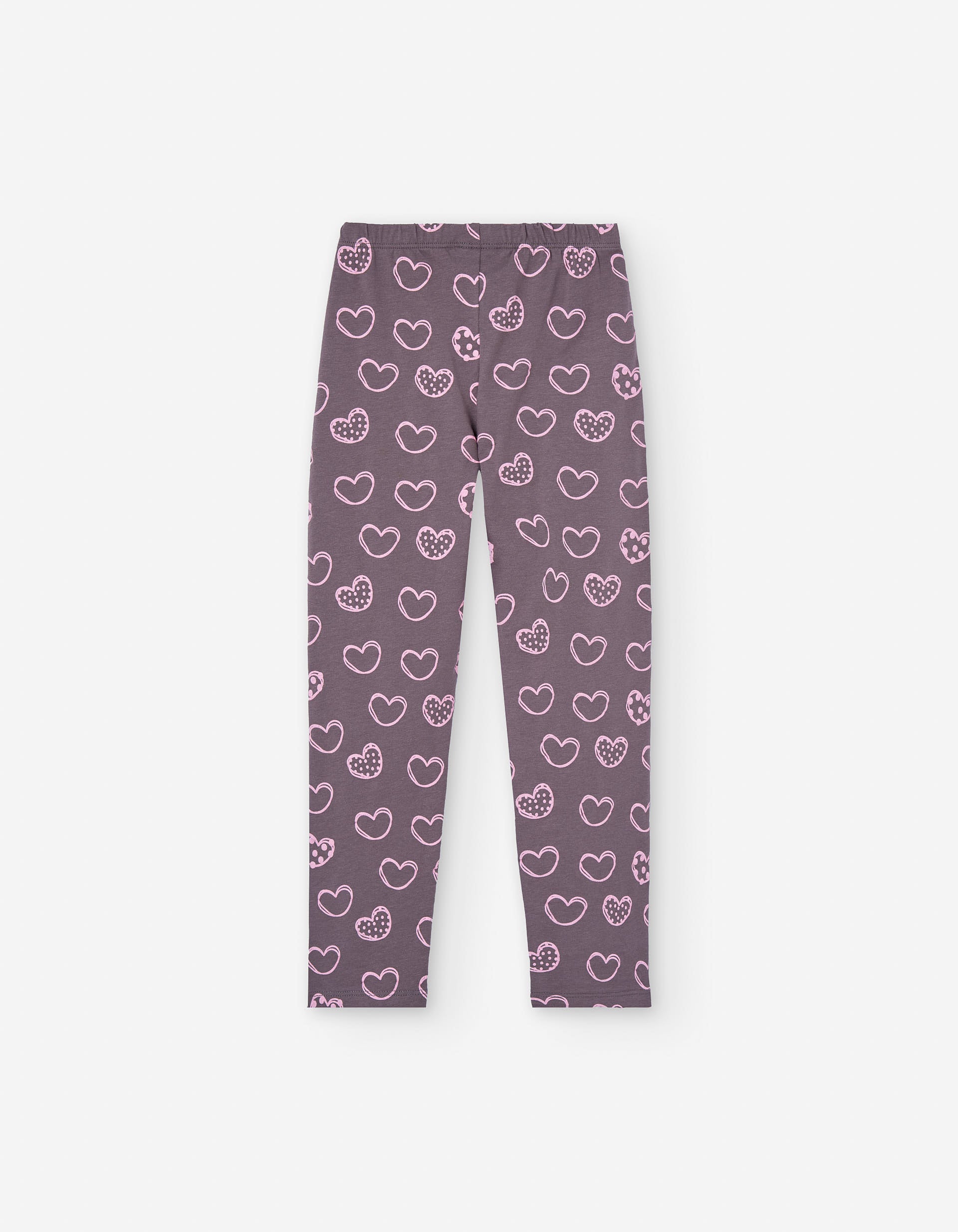 Leggings with heart motif for girls, brown/pink
