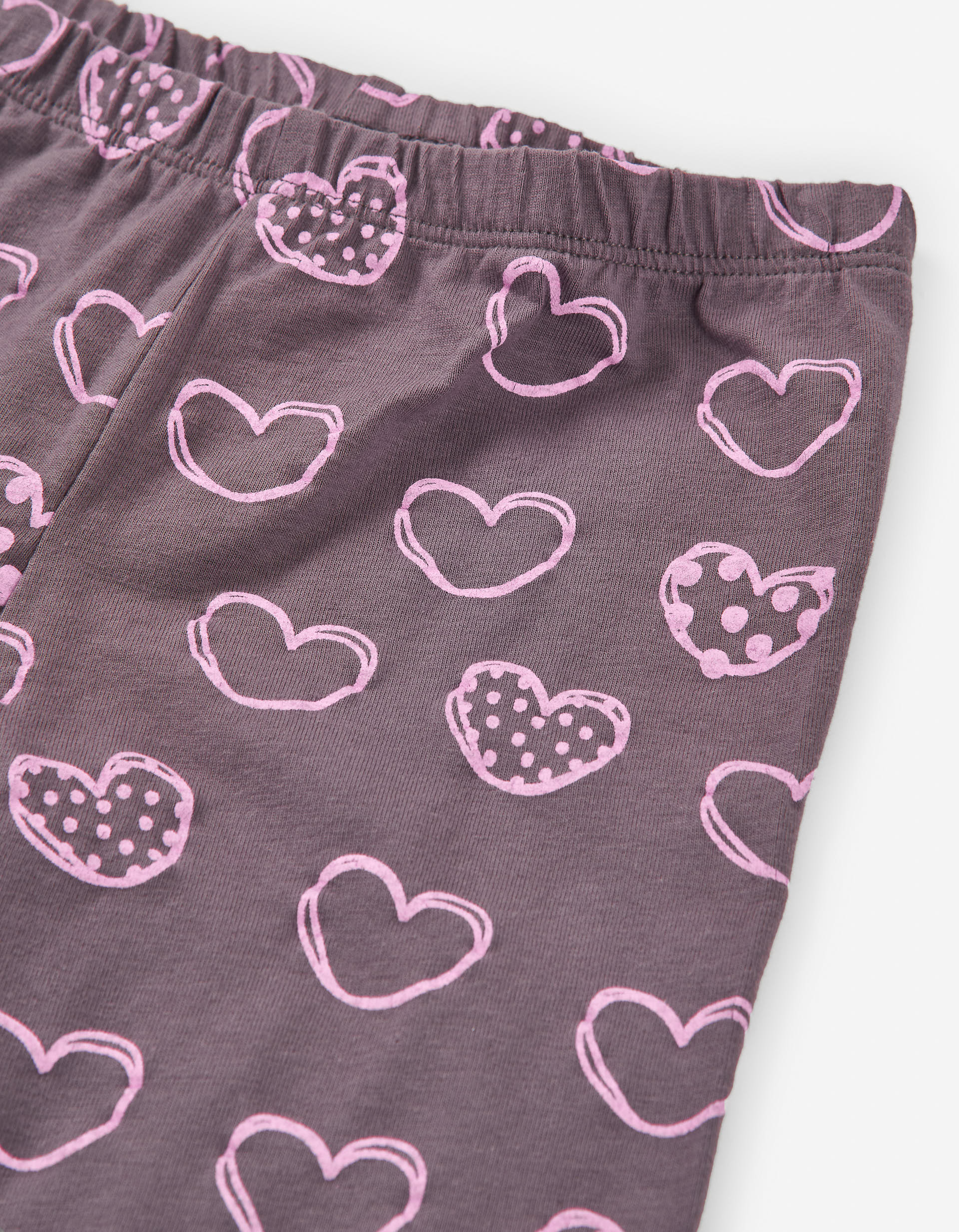 Leggings with heart motif for girls, brown/pink