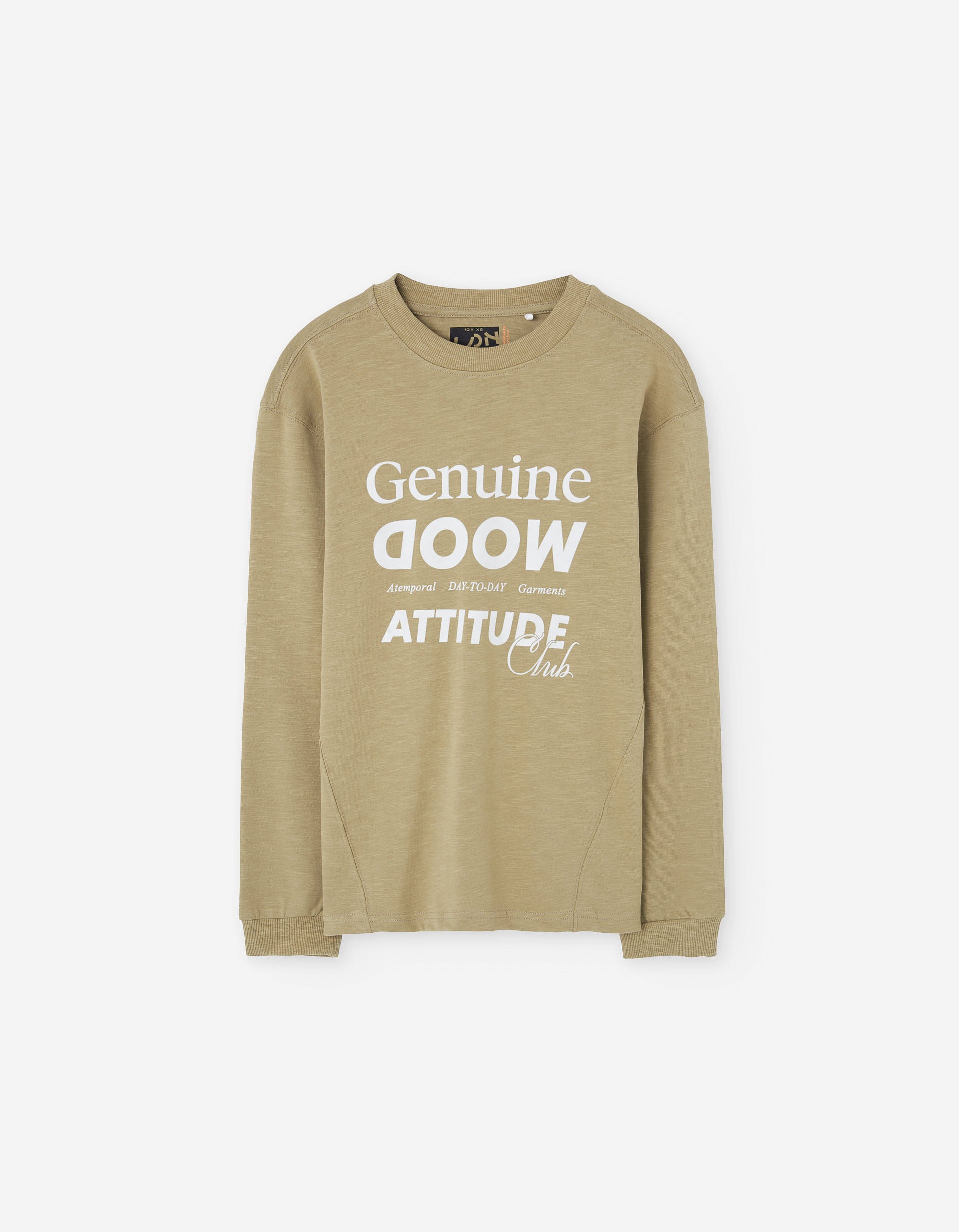 T-shirt de algodão com estampado Genuine Attitude para menino, cáqui
