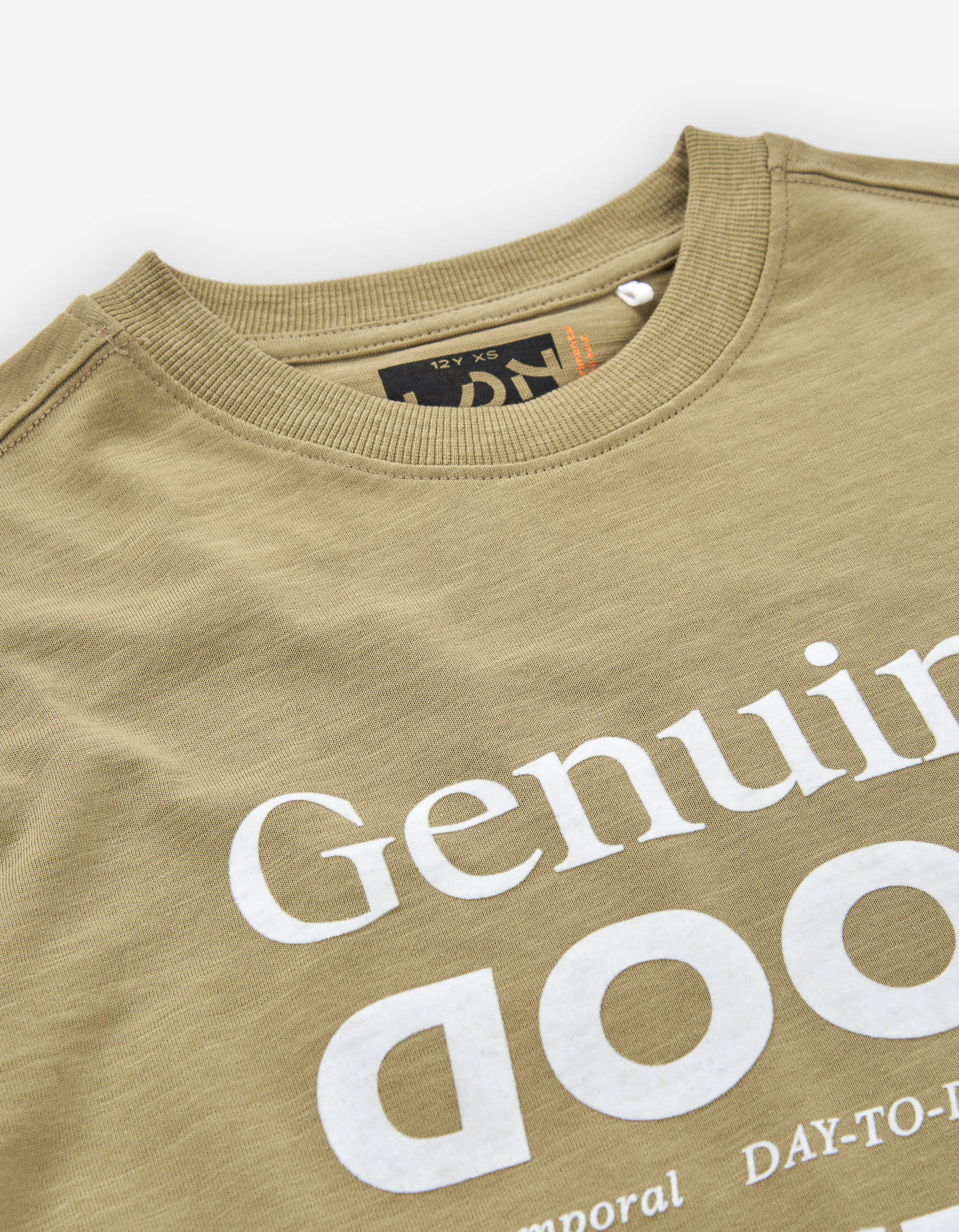 T-shirt de algodão com estampado Genuine Attitude para menino, cáqui